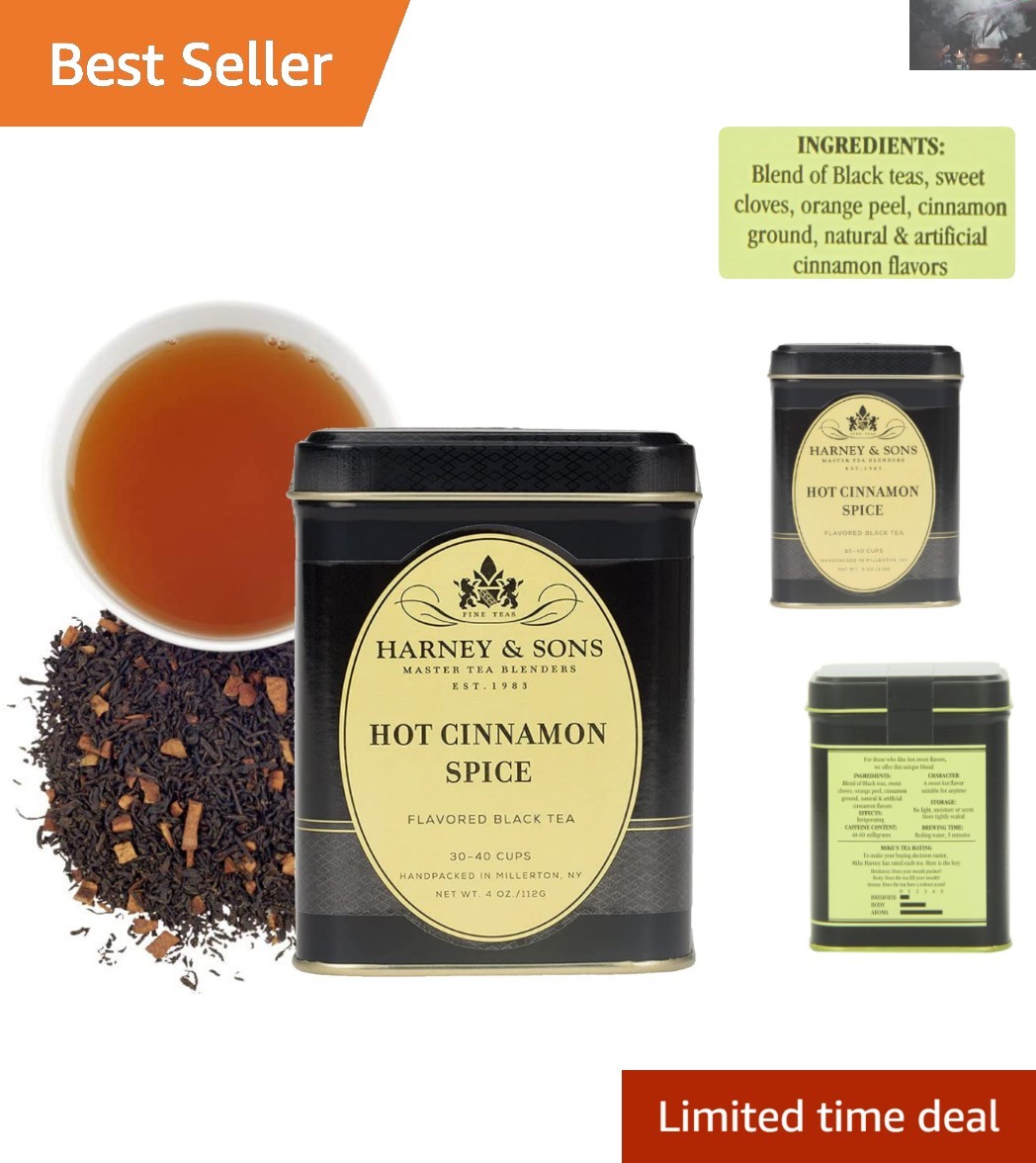 Aromatic Hot Cinnamon Spice Black Tea – 4 Ounce Loose Leaves for Relaxation