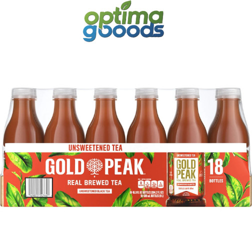 Gold Peak Unsweetened Tea 16.9 fl oz Bottles, 18 Pack – Ready to Drink.