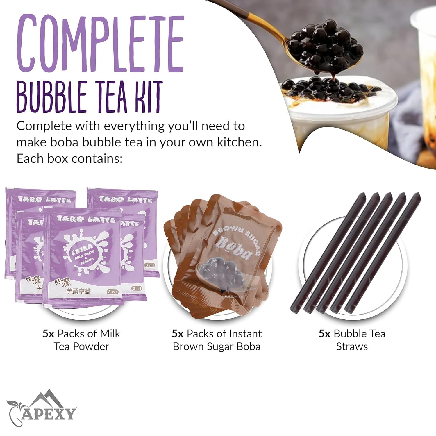 Taro Bubble Tea Complete Set – Enjoy Delicious Boba in Just 45 Seconds