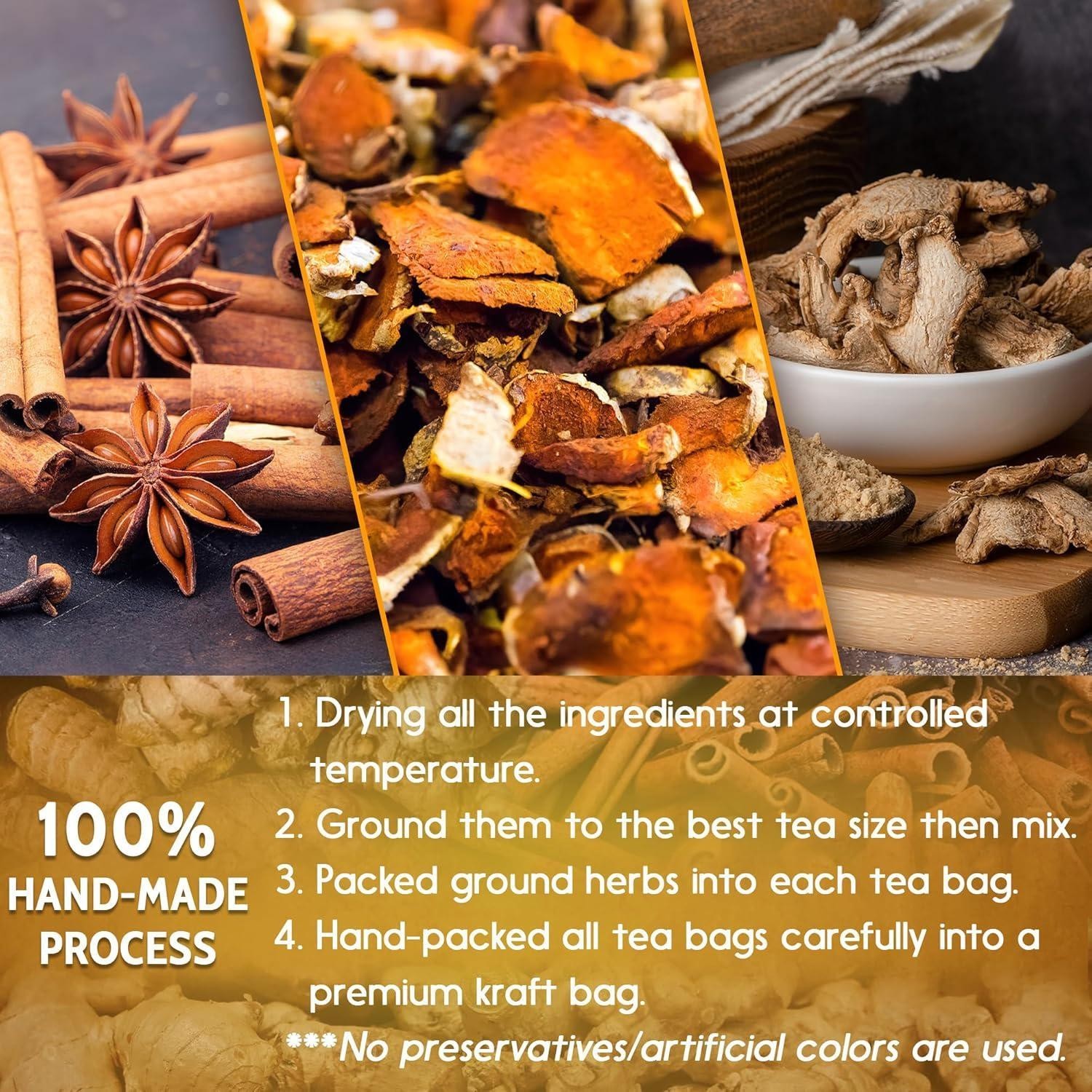Turmeric Ginger Cinnamon Tea 120 Bags Vegan No Sugar Caffeine Gluten Free