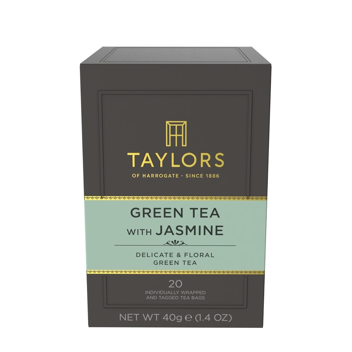 Green Tea with Floral Jasmine Flavor – 20 Teabags, Hot or Cold Enjoyment