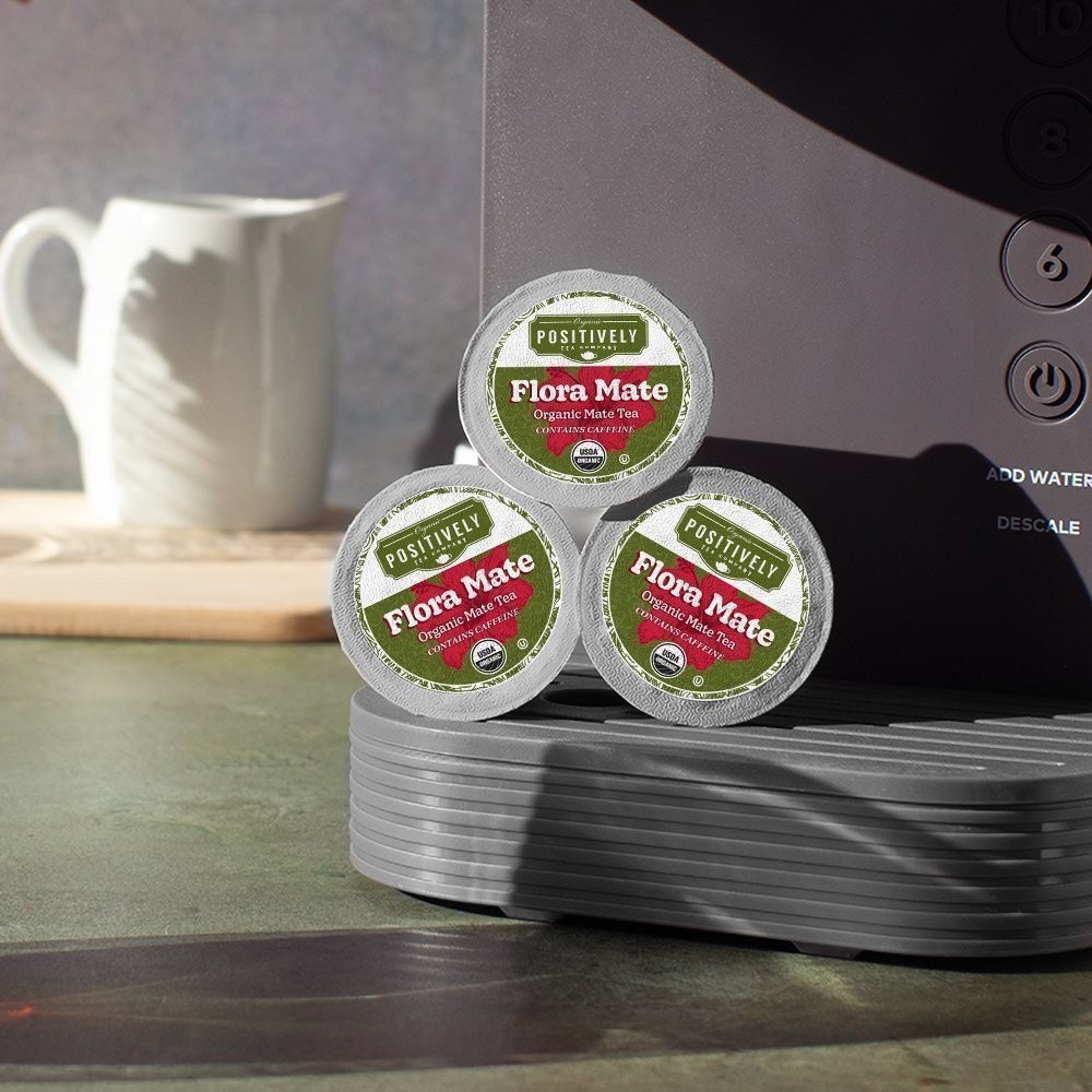 Positively Tea | Organic Flora Mate Tea | 96 Pods, Keurig Compatible