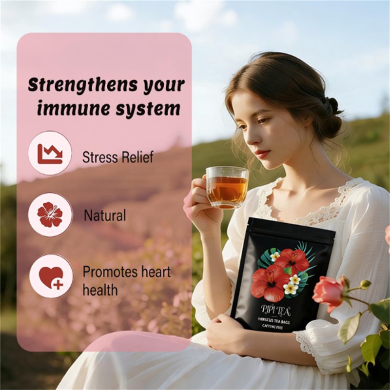 4X PiPi Tea Organic Hibiscus Tea Bags – Caffeine Free Herbal Tea Rich in Antioxi