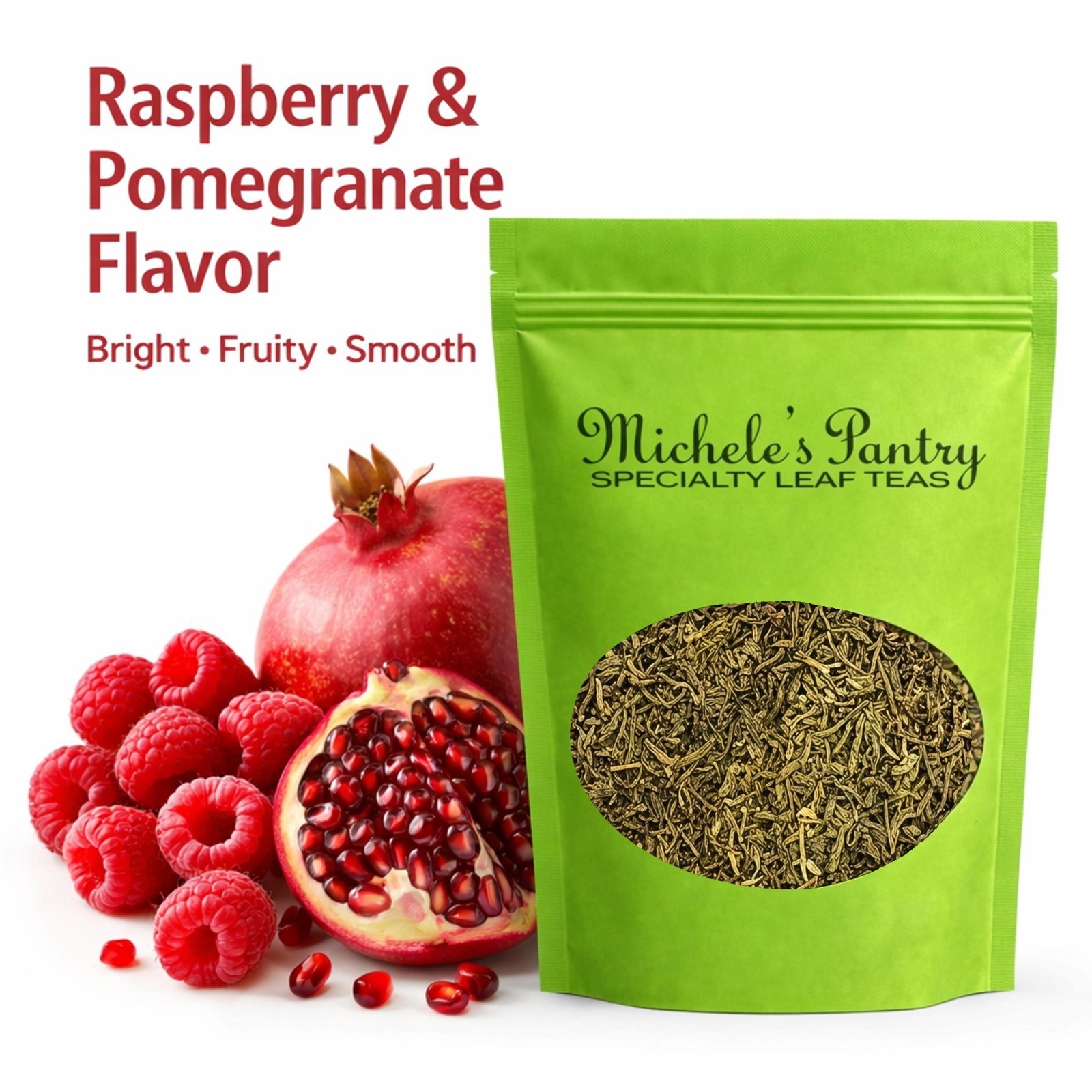 Michele’s Pantry Raspberry Pomegranate Bulk Green Tea-1/2 Lb Loose Leaf Tea