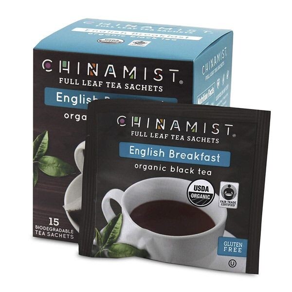 China Mist – English Breakfast Organic Black Full Leaf Tea Sachet, 4 Boxes 15 Co