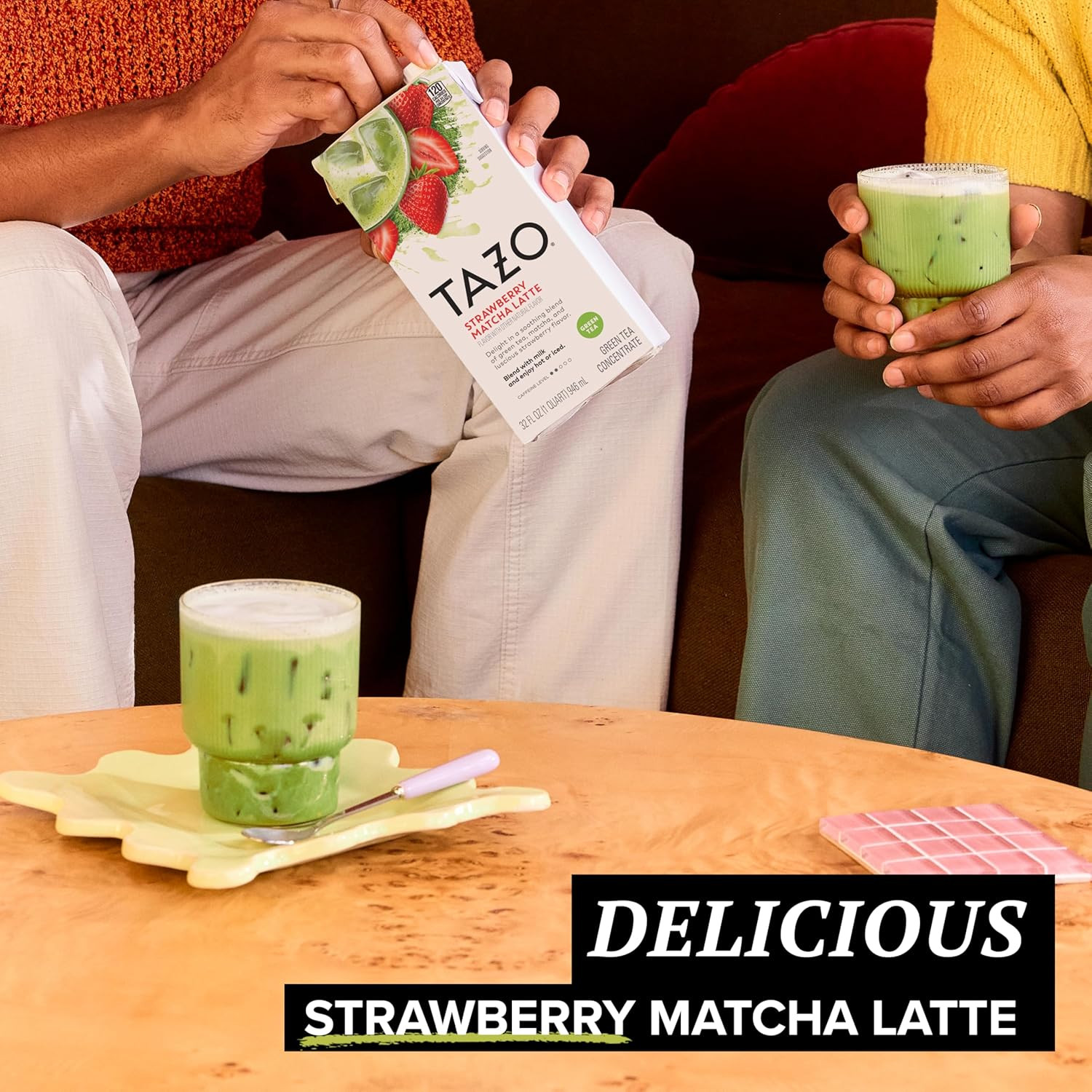 TAZO Strawberry Matcha Latte Concentrate, Sweetened Green Tea and Matcha Flavor,