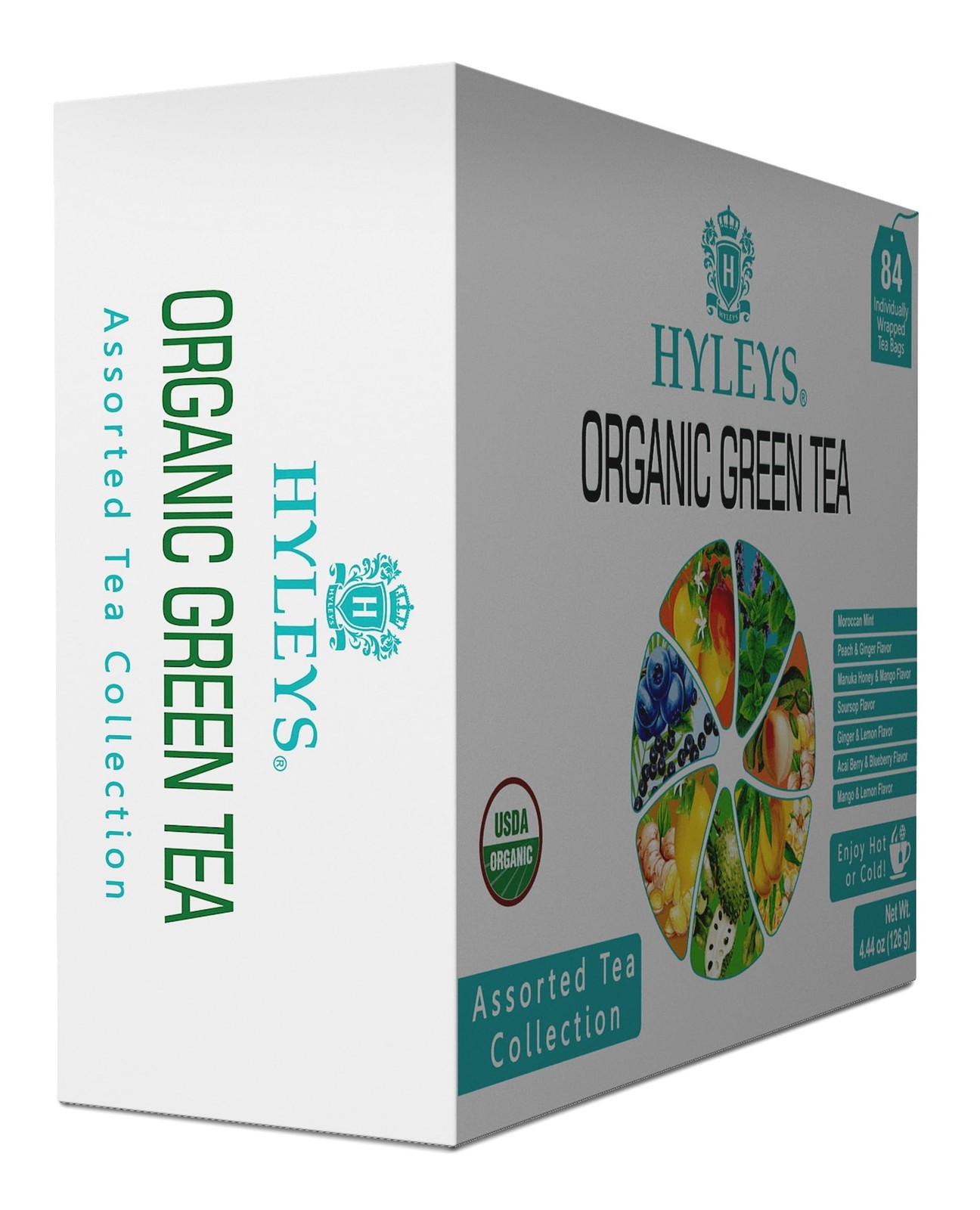 Hyleys Organic Green Tea 7 Assorted Flavors – 84 Tea Bags