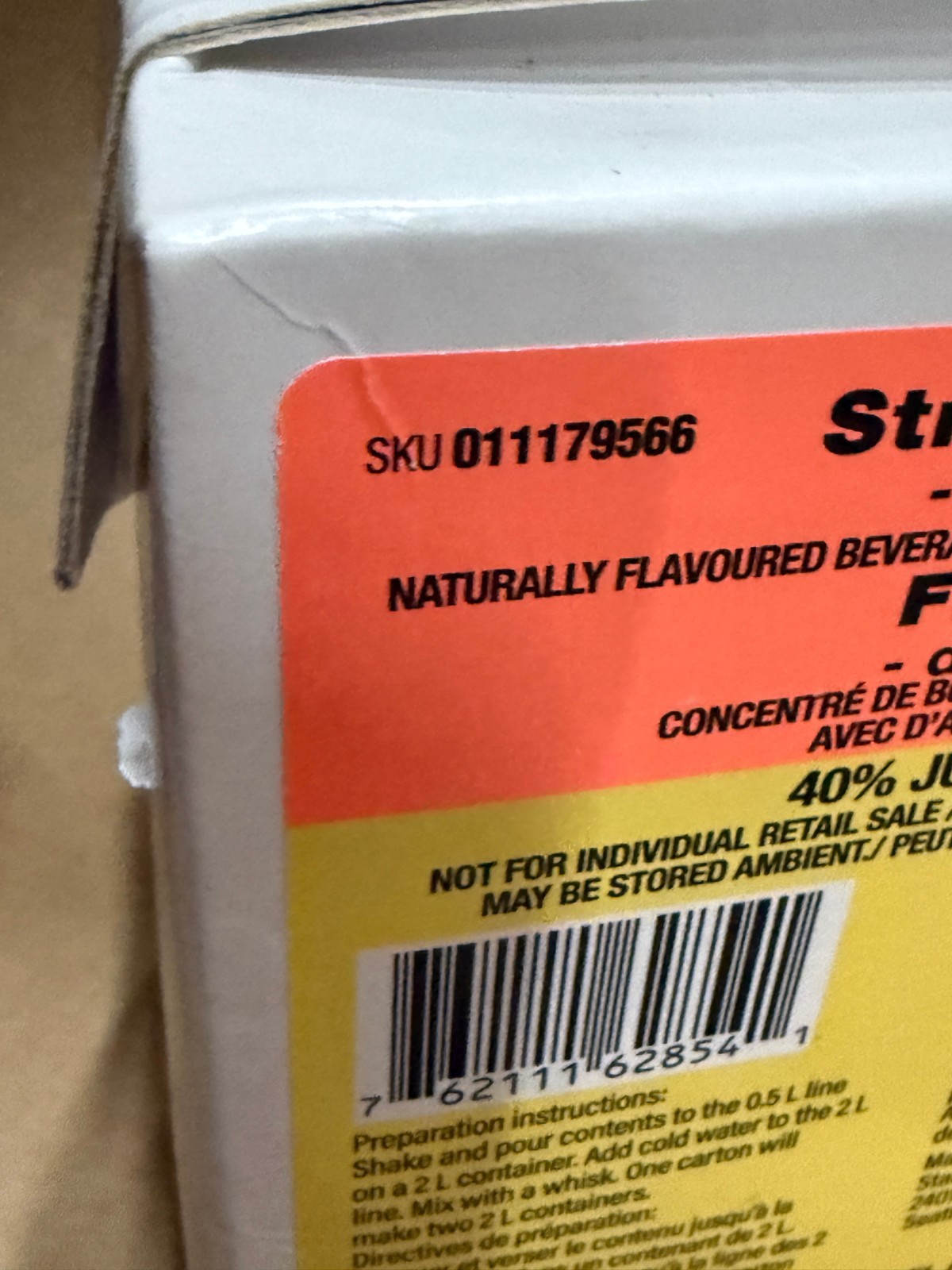 Starbucks Strawberry Acai Base Concentrate 1L Box BB 7/25/26