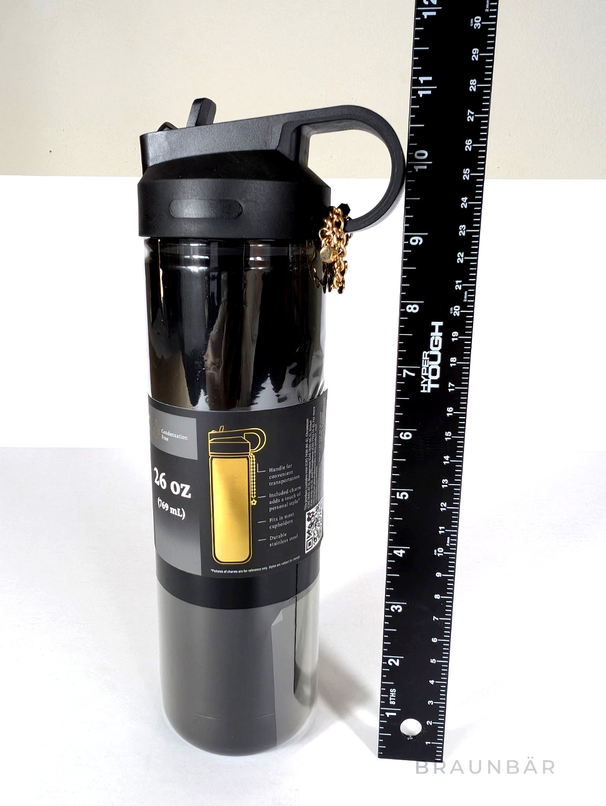Thyme & Table Arden 26oz Water Bottle Gold Butterfly Charm NWT 24hr Cold