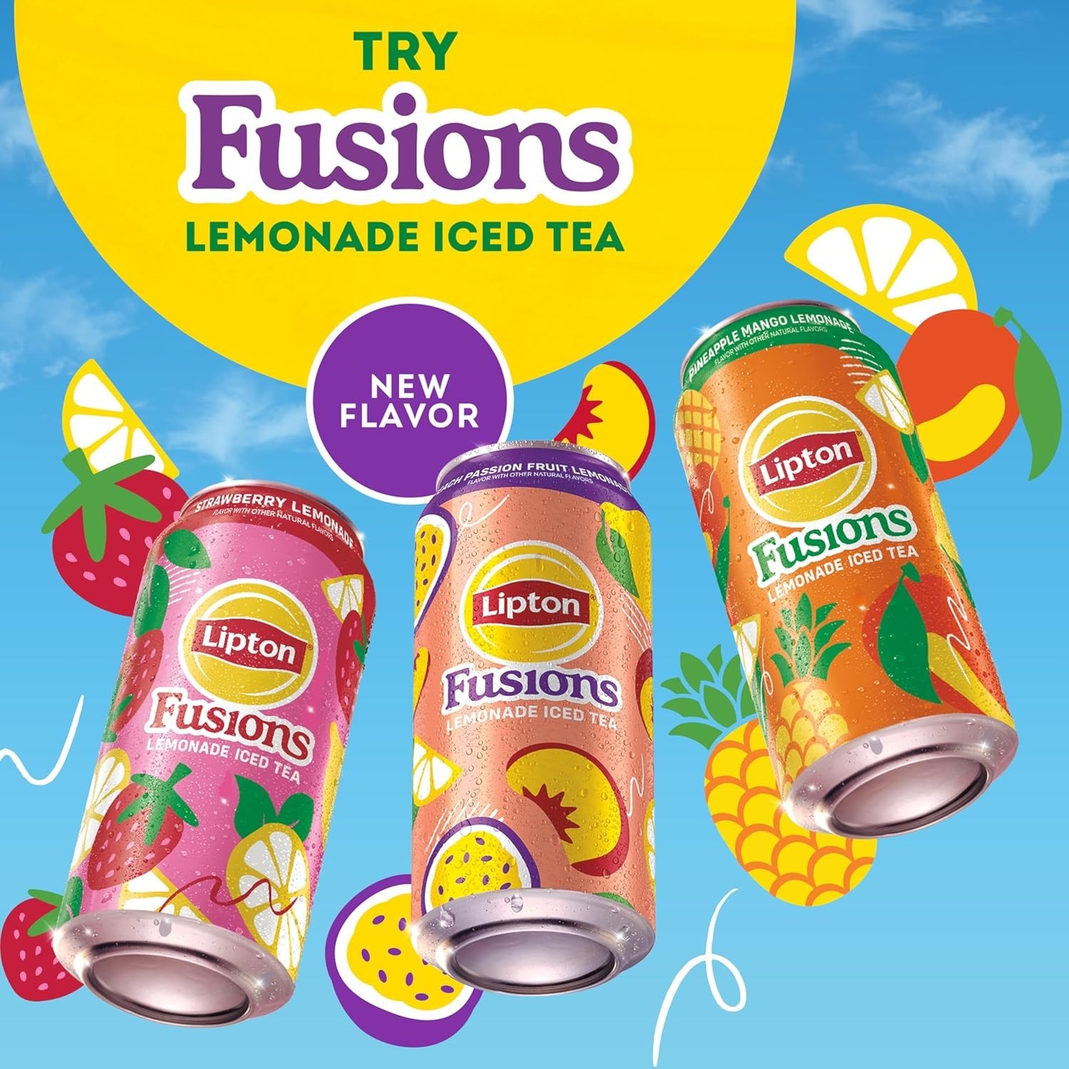 Lipton Fusions, Strawberry Lemonade & Iced Tea, 16 Fl Oz Cans (Pack of 12)
