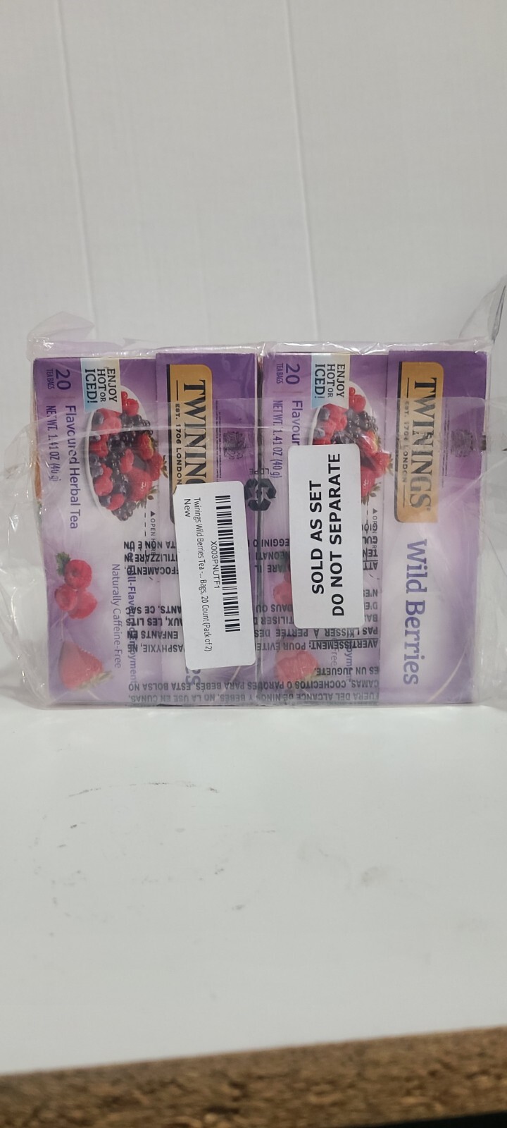 Herbal Tea, Wild Berries, Caffeine Free, 20 Tea Bags, 1.41 oz (40 g) X 2 Packs