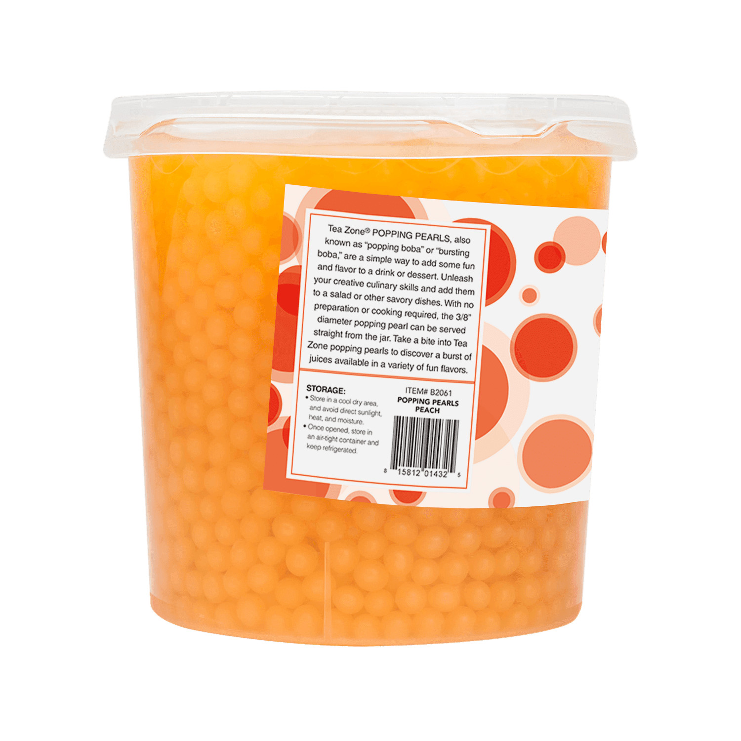 Tea Zone Peach Popping Pearls/ Bursting/ Popping Boba(B2061, 7 lbs) for Boba Tea