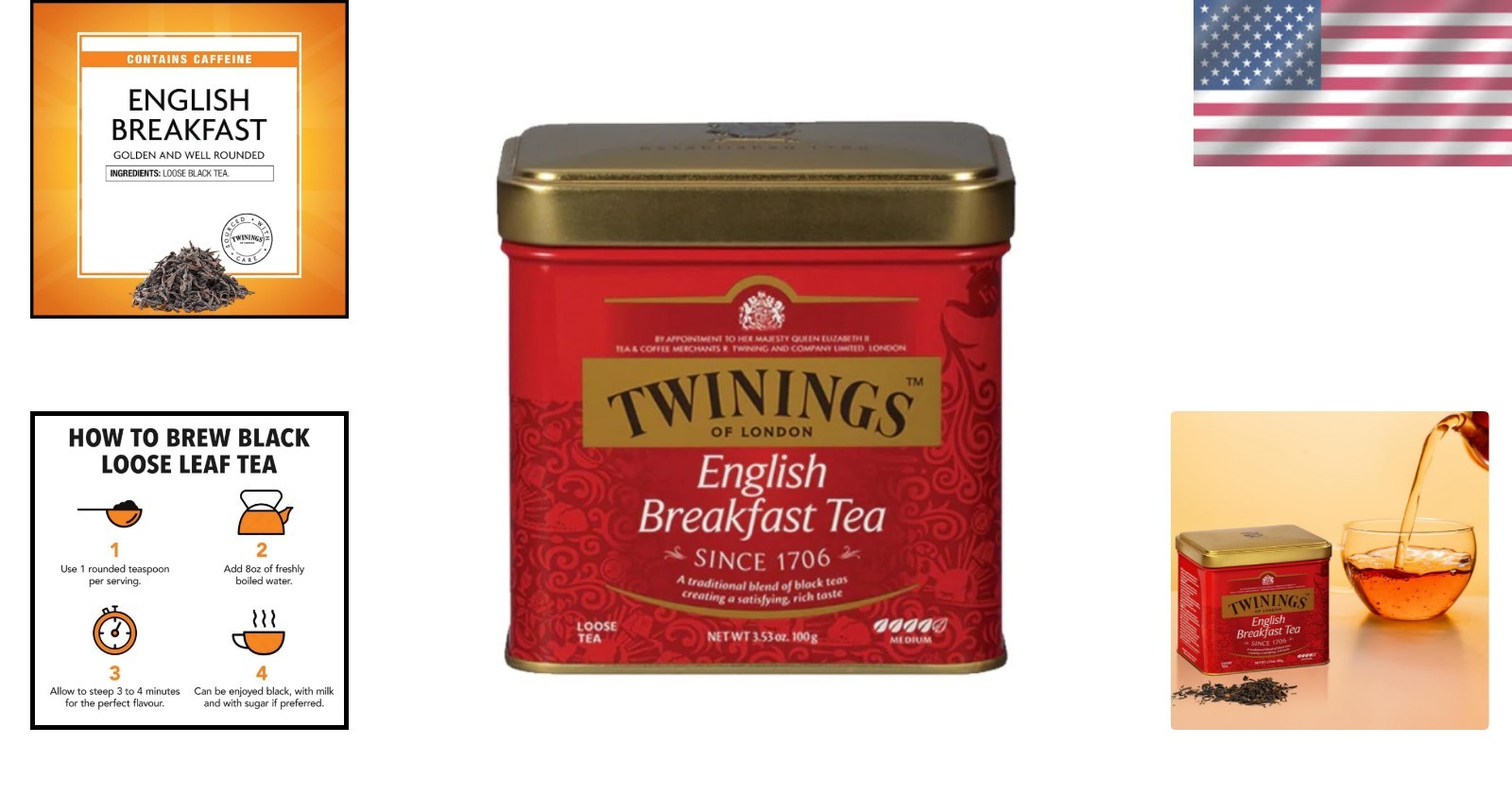 3.53 Ounce English Breakfast Loose Tea Tin – Rich Flavor, Natural & Caffeinated