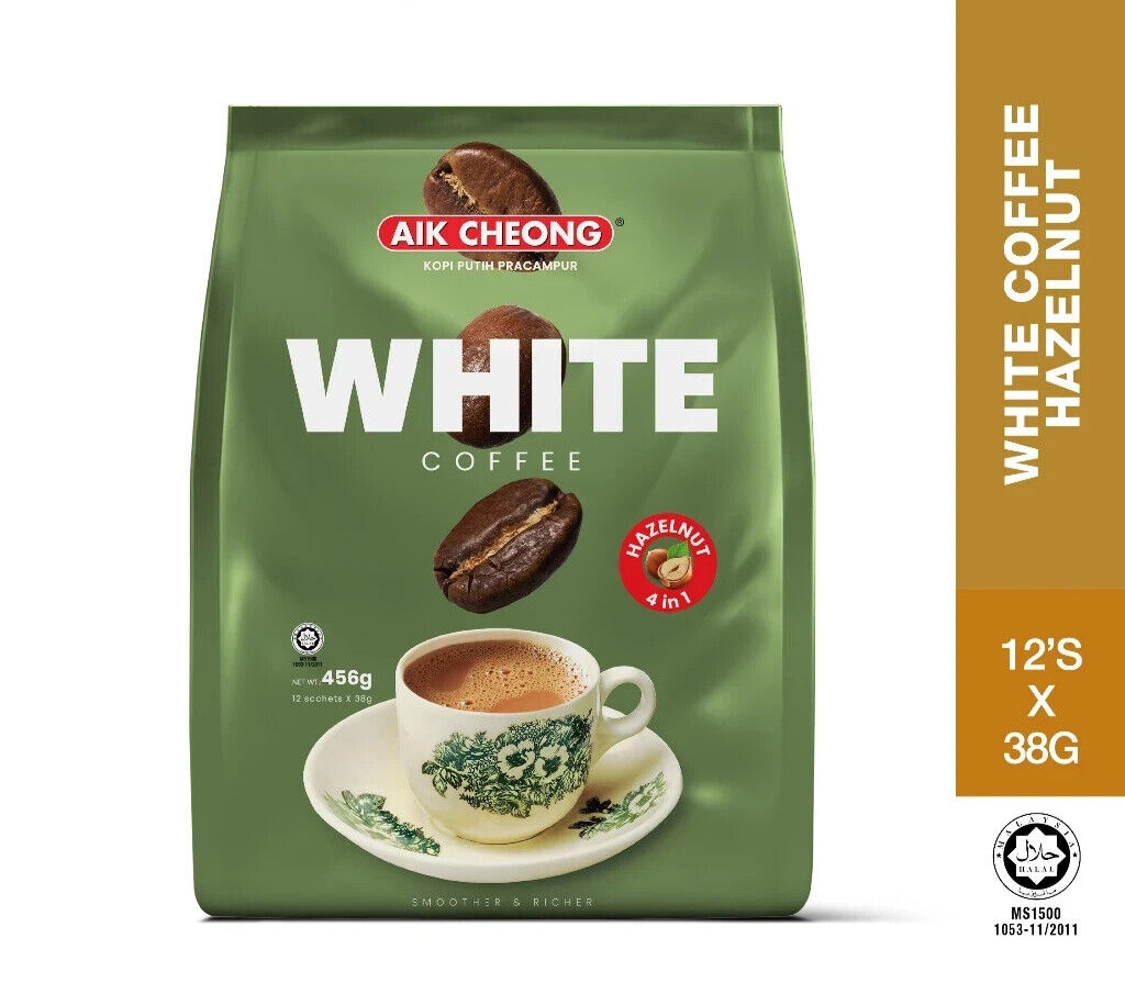 AIK CHEONG 3 IN 1 WHITE COFFEE HAZELNUT (38g x 12s) MALAYSIA PRODUCT