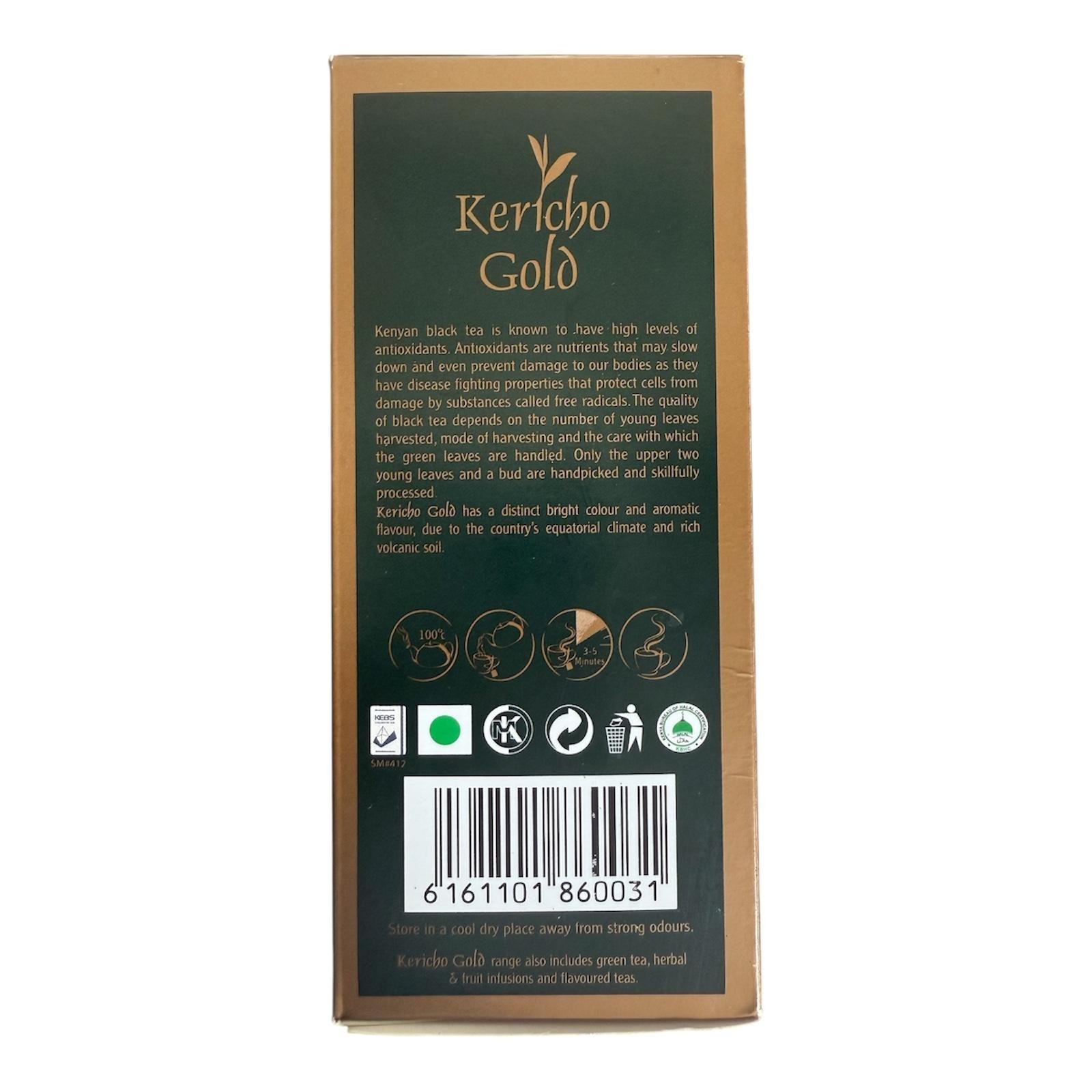 Kericho Gold Pure Kenya Tea – 100 premium tea bags with string & tag