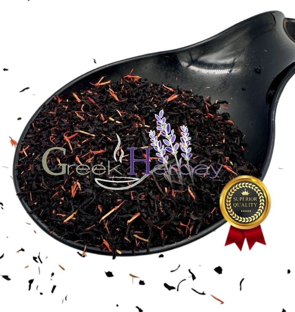 Black Tea Red Saffron Loose Leaves Blend 20g-1.9kg Krokos Kozanis in Filaments