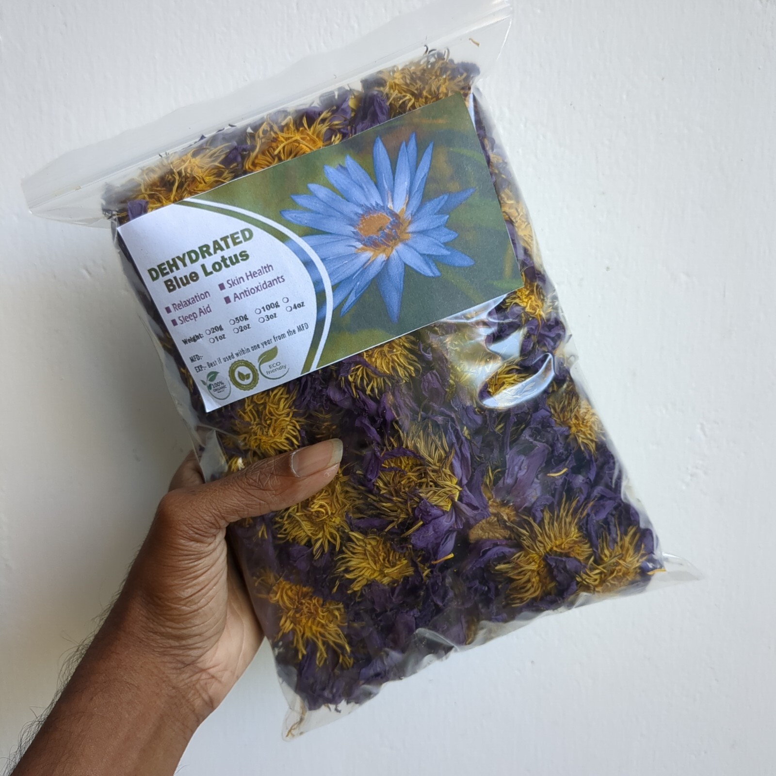 Dried Blue Lotus Nymphaea Caerulea Organic Hand Picked Pure Ceylon Herbal Flower