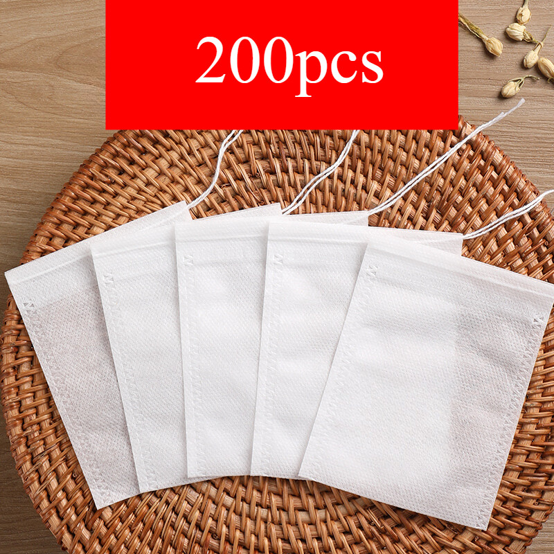 200x Non-woven Tea Bags Disposable Soup Tea Filter Bag Drawstring Gauze Bag Thin