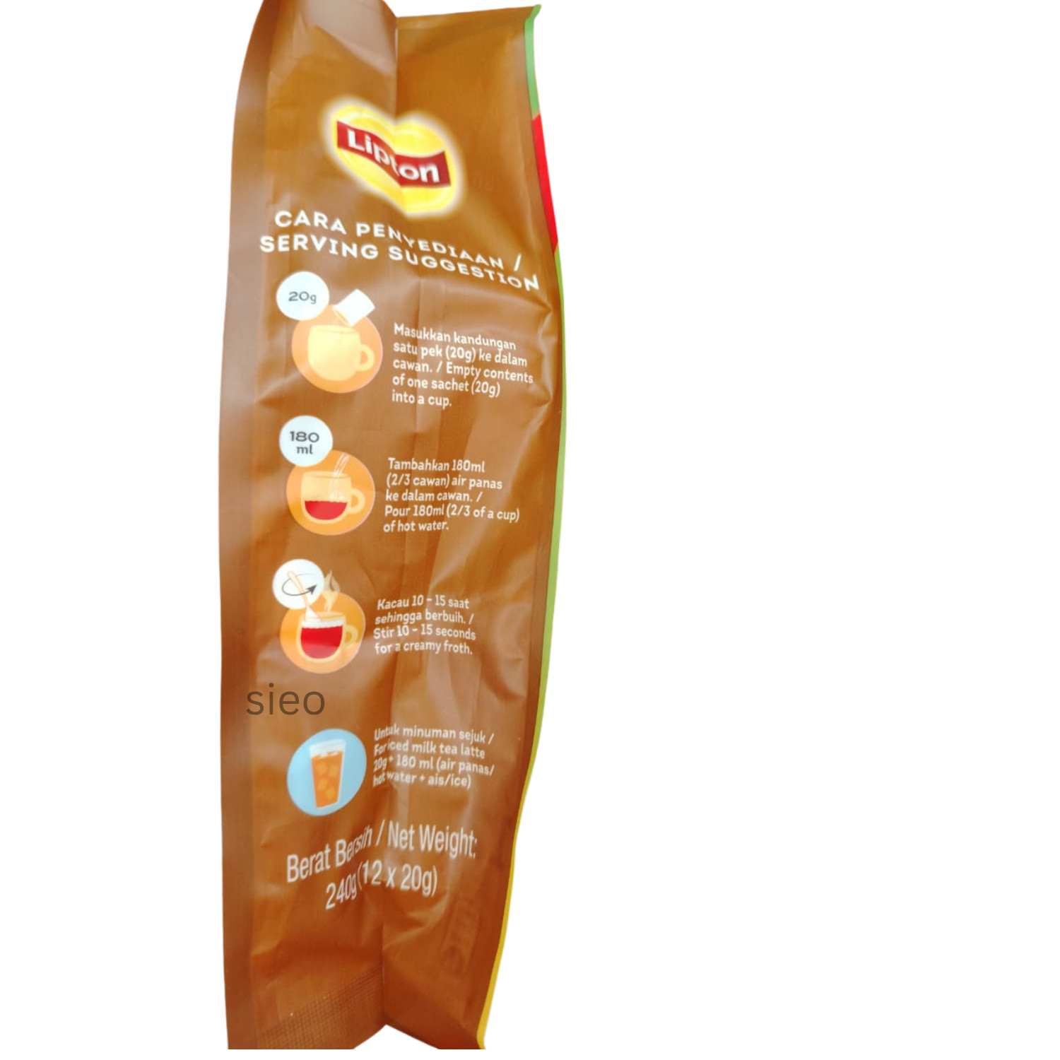 Lipton Ginger Milk Tea Latte 12 Sachets 240g Instant Tea Mix Halal Malaysia