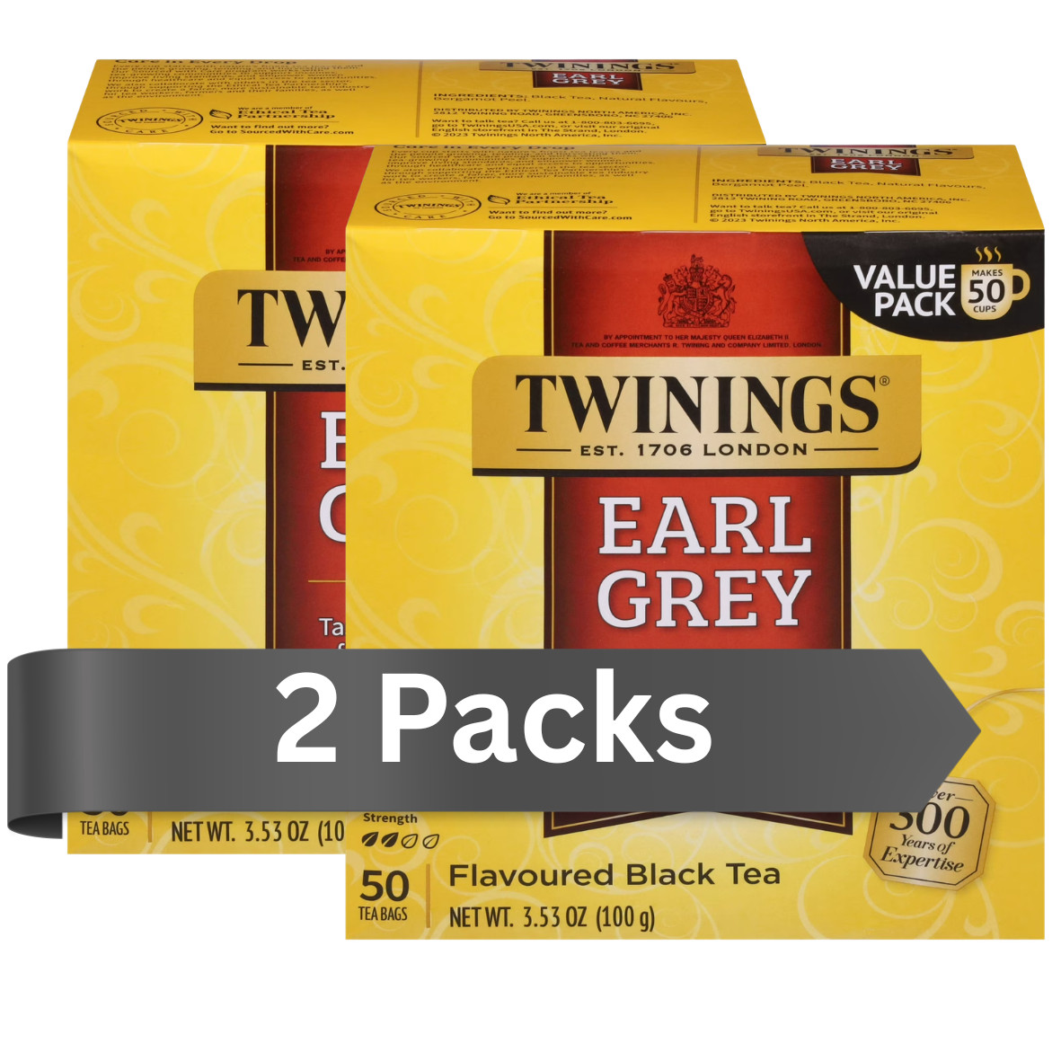 2 Box – Twinings Earl Grey Citrus and Bergamot Black Tea Bags, 50 Count Box