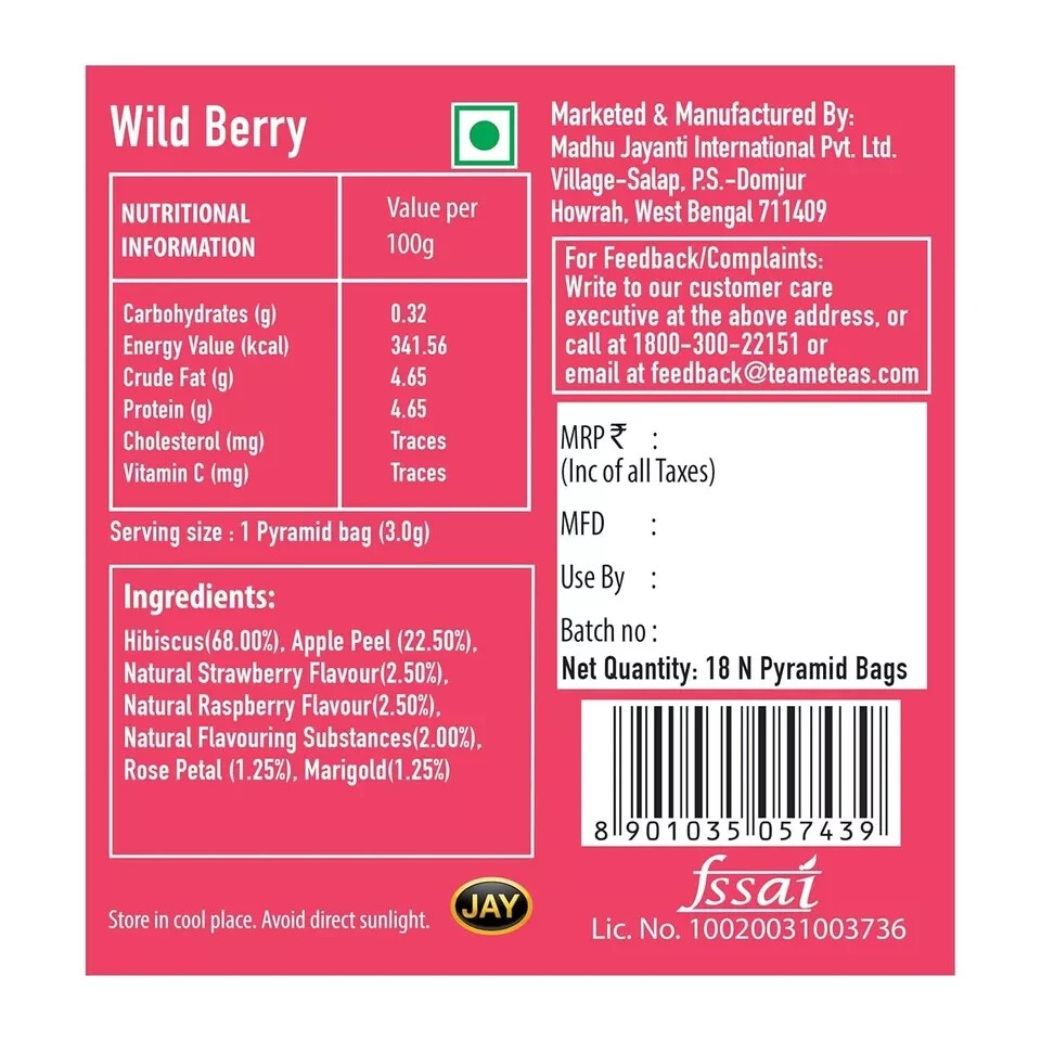TE-A-ME Wild Berry Ice Tea – 18 Tea Bags 54G free shipping world wide