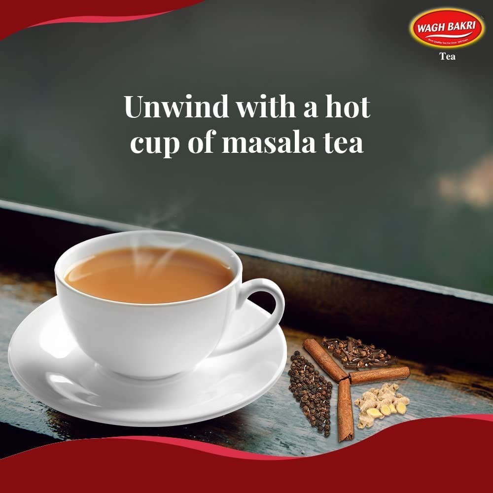 Wagh Bakri Masala Instant Chai Tea Premix Milk Sugar Tea 140gm 10 Count Sachets