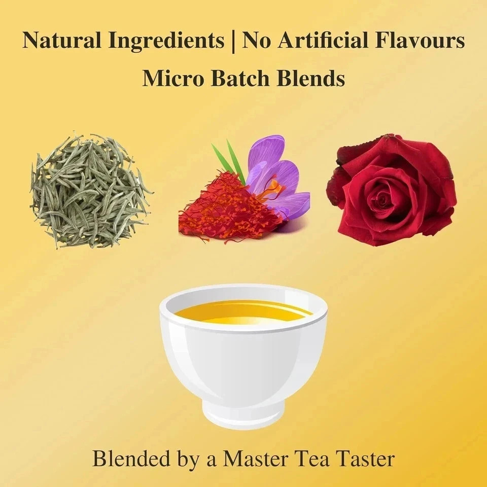 SAN-CHA Tea Boutique, Saffron White Tea, Silver Needles Tea, 50g