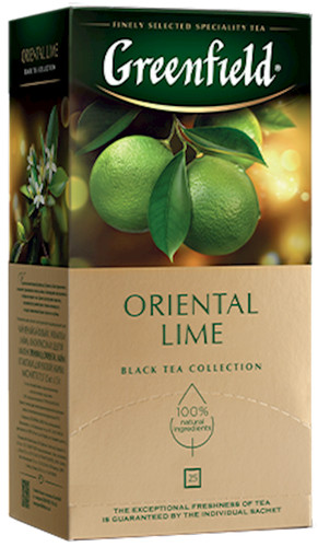 GREENFIELD BLACK TEA ORIENTAL LIME 25 Tea Bags Made in Russia RF NO GMO