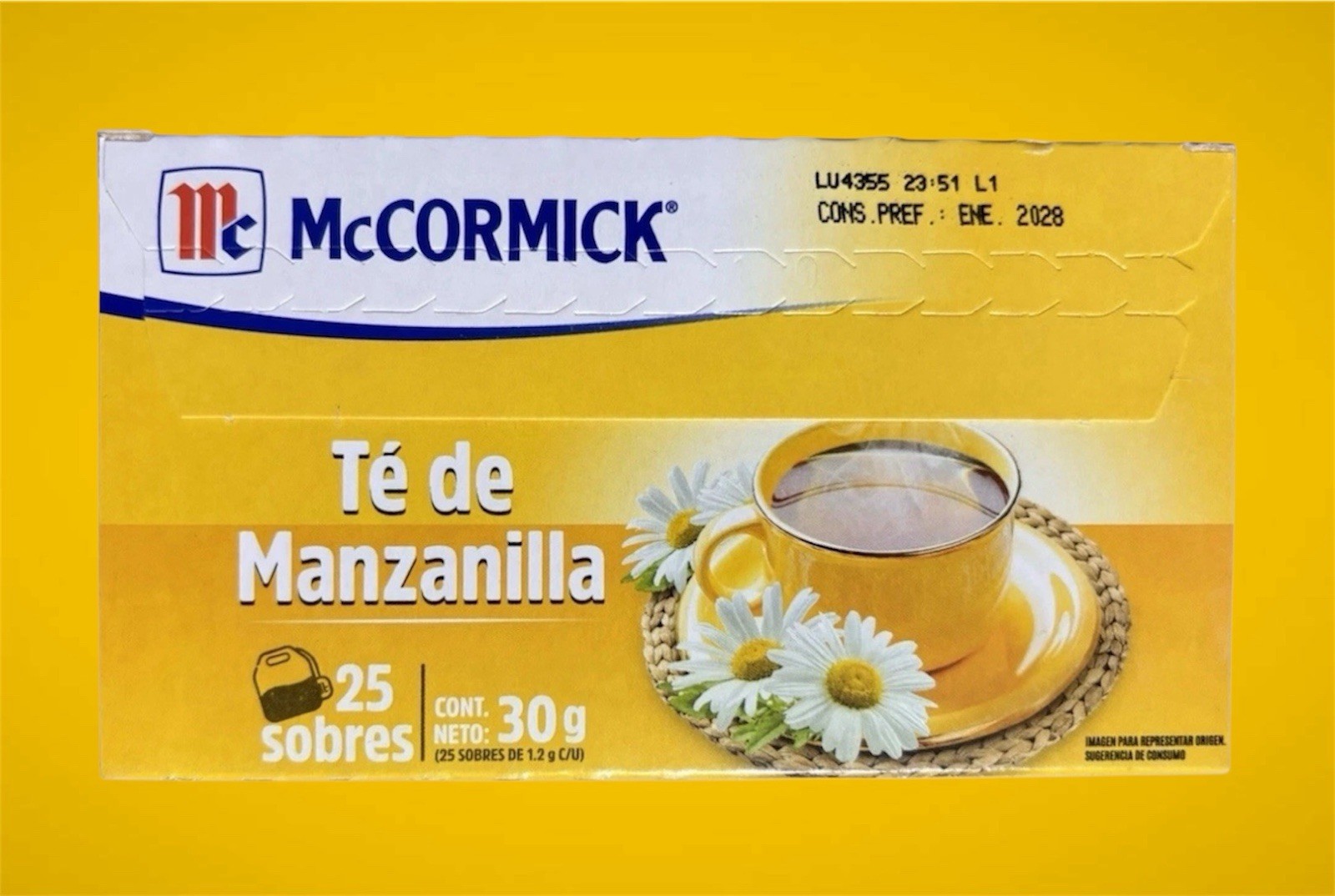 Té De Manzanilla McCormick Chamomile Tea (25 Bags) (1.2g – 0.042oz) Each Bag