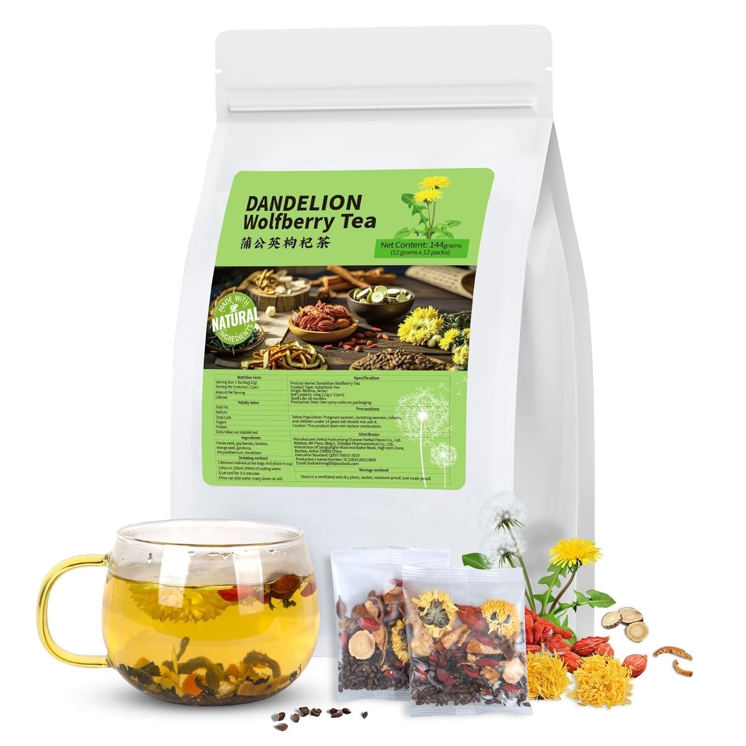 Dandelion Wolfberry Herbal Tea – 7 Natural Ingredients for Kidney & Liver Health
