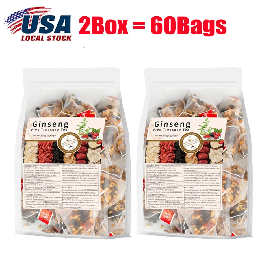 Ginseng Five Treasure Tea – Kidney Boost, Red Date Herbal Blend 150g/30bags