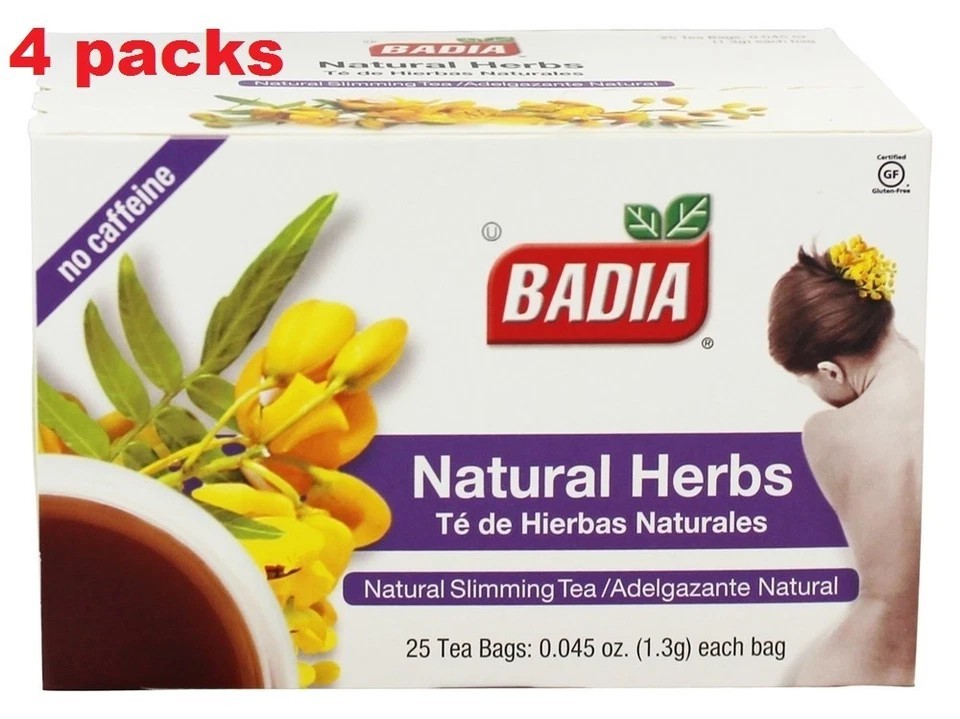Badia Slimming Herbal Tea 100 Bags (4 Boxes) Detox Weight Loss Free FAST SHIP