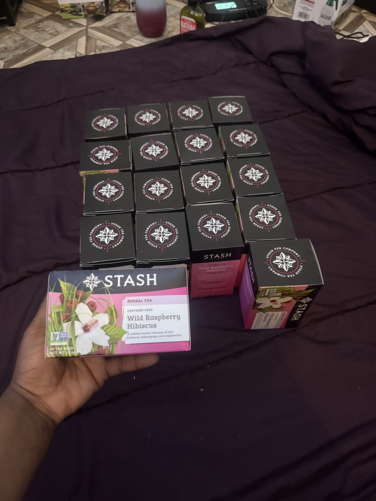 Stash Tea Wild Raspberry Hibiscus Herbal Tea Caffeine Free 20 Bags