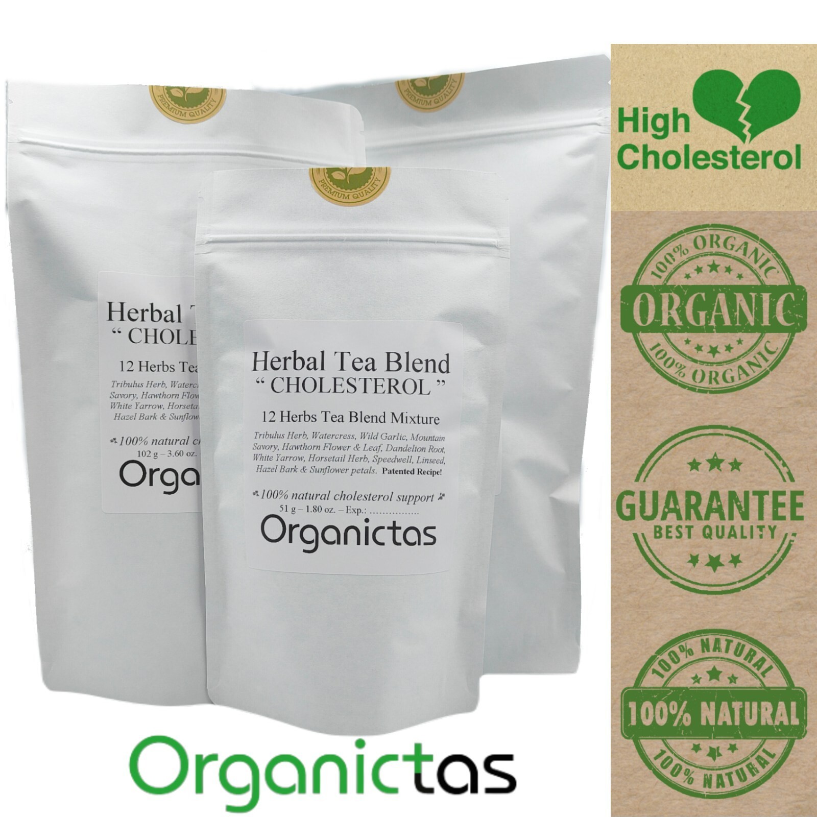 Herbal CHOLESTEROL Tea Blend 12 Organic Herbs Formula – Premium Quality BIO ECO