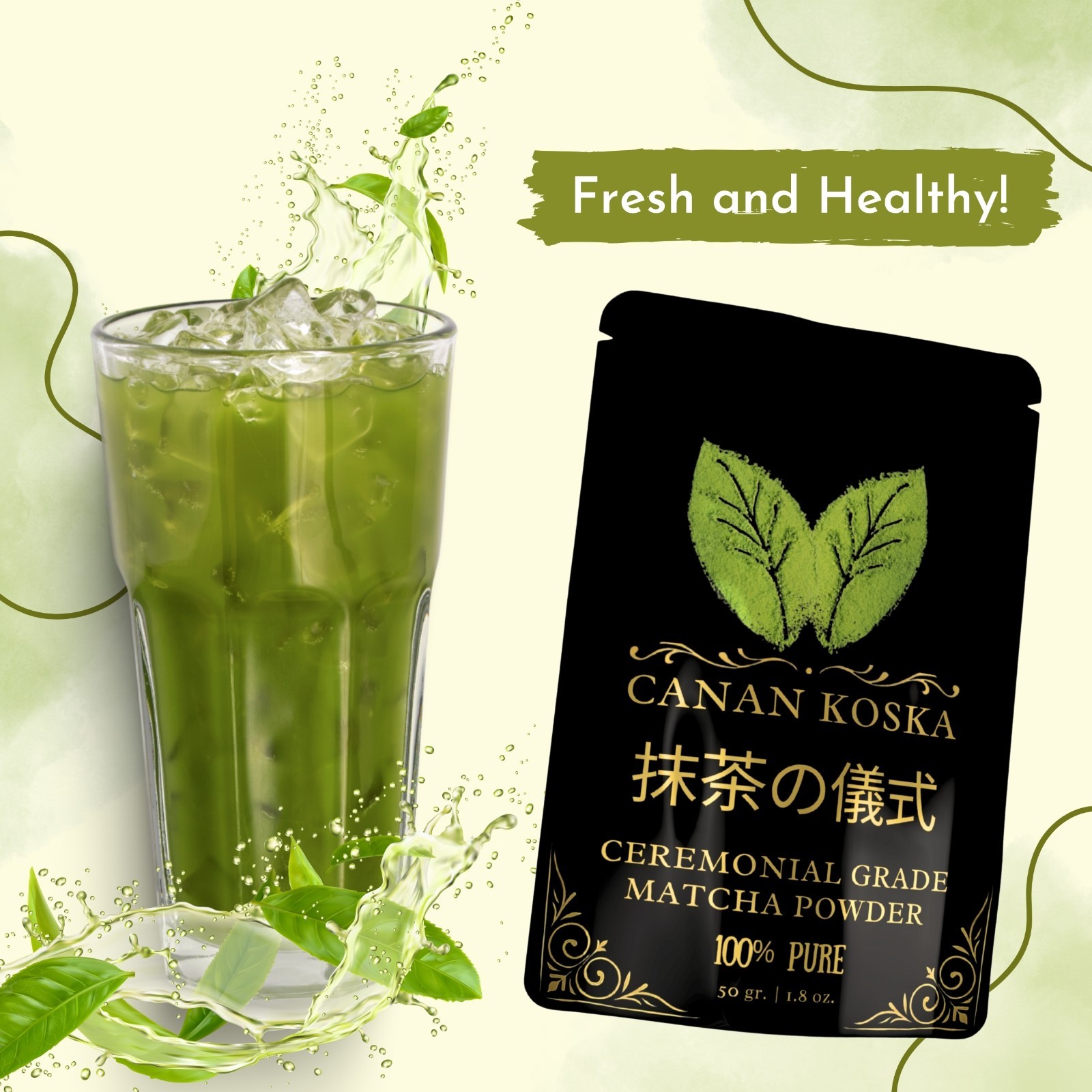 Canan Koska Ceremonial Grade Matcha Powder 1.76oz (50g) Pack of 3