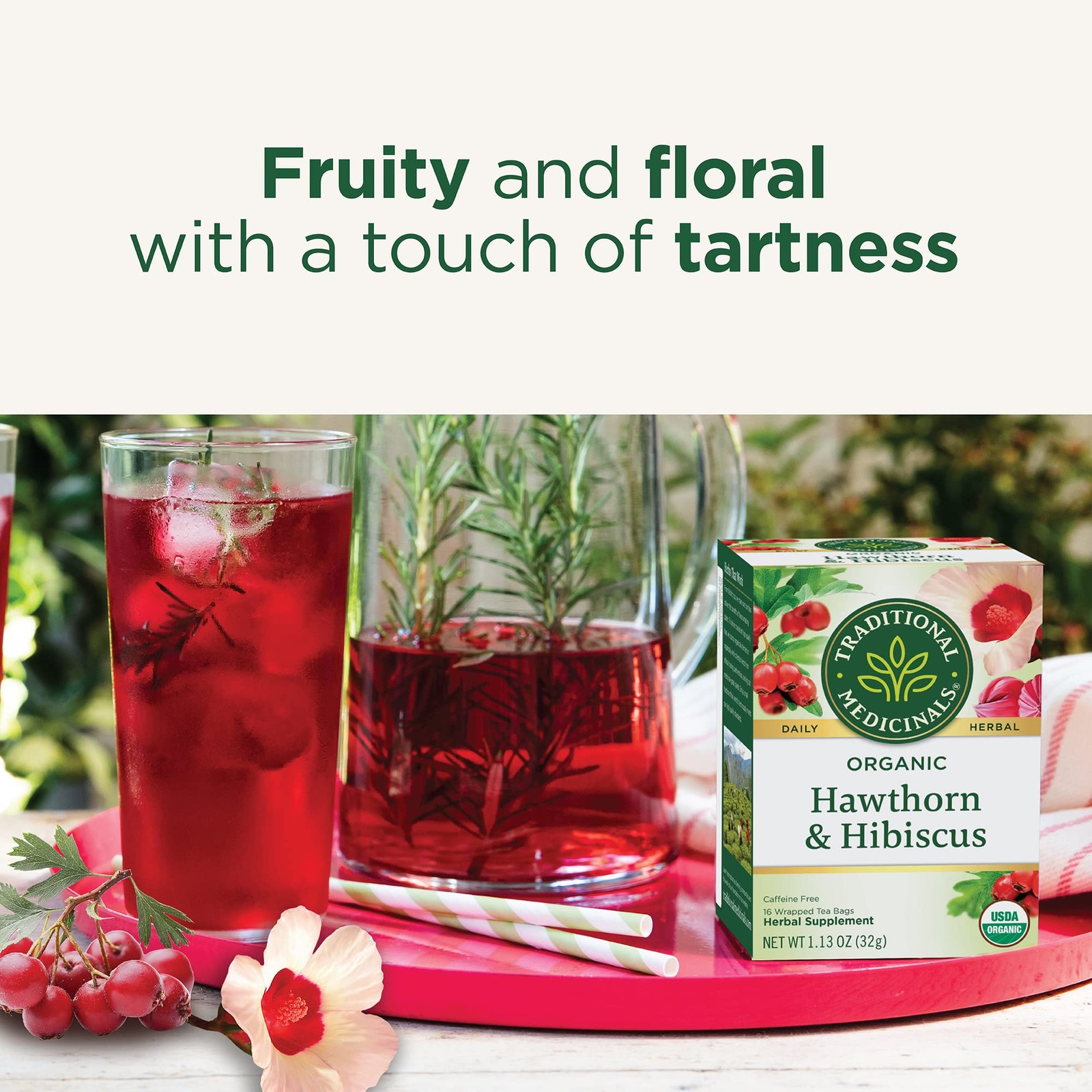Traditional Medicinals Tea, 96 Count (Pack of 6), Hawthorne With Hibiscus
