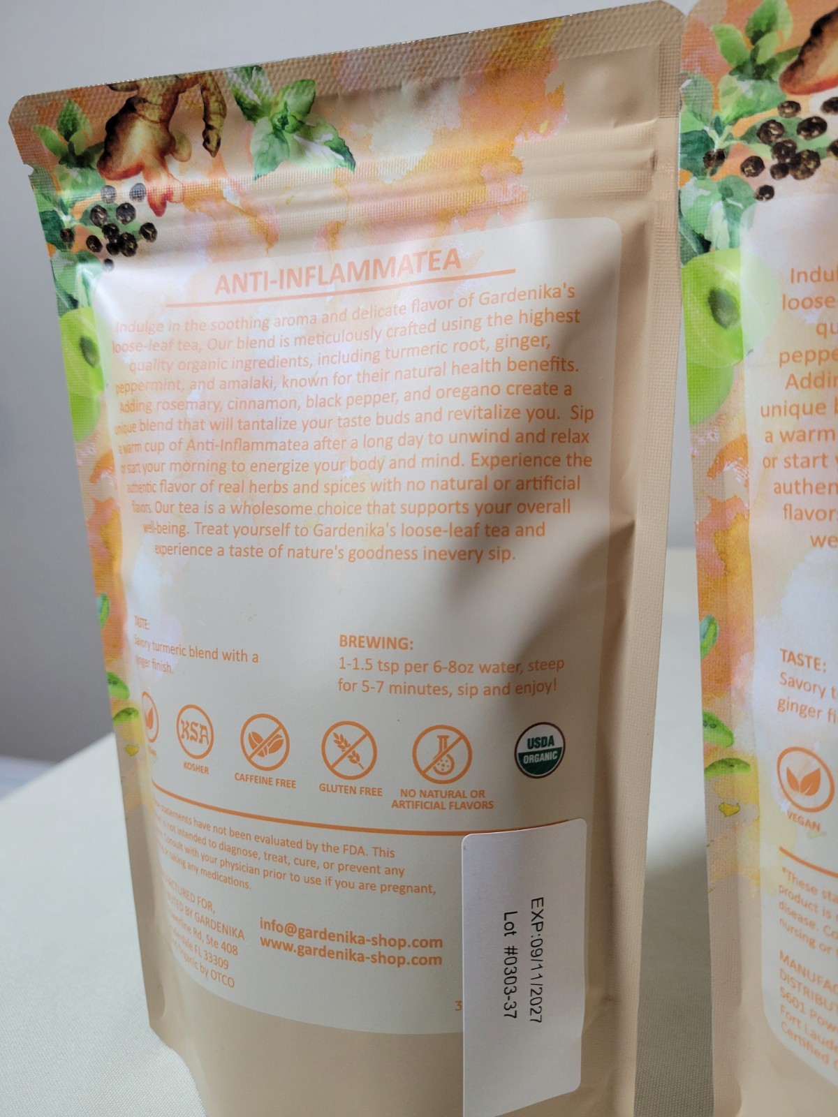 Gardenika Organic Anti-Inflammatea Loose Leaf Tea – Pack of 2 (4oz Each) – New