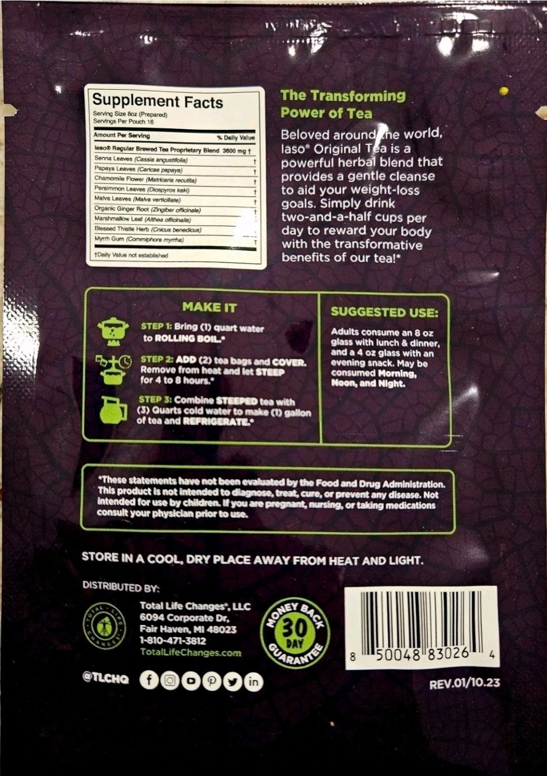 TLC IASO Original Brew Tea. Makes 1 gallon. Slimming and cleansing