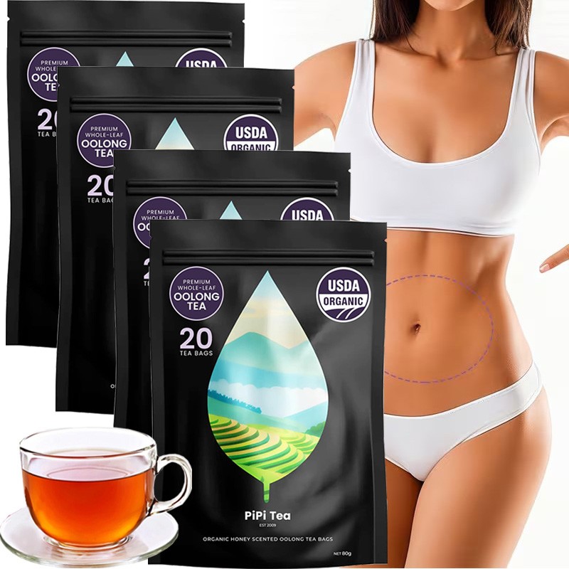 PiPi Tea Organic Oolong Tea Bags – Whole Leaf, 20 Bags (4g Each) – Cortisol & Ca