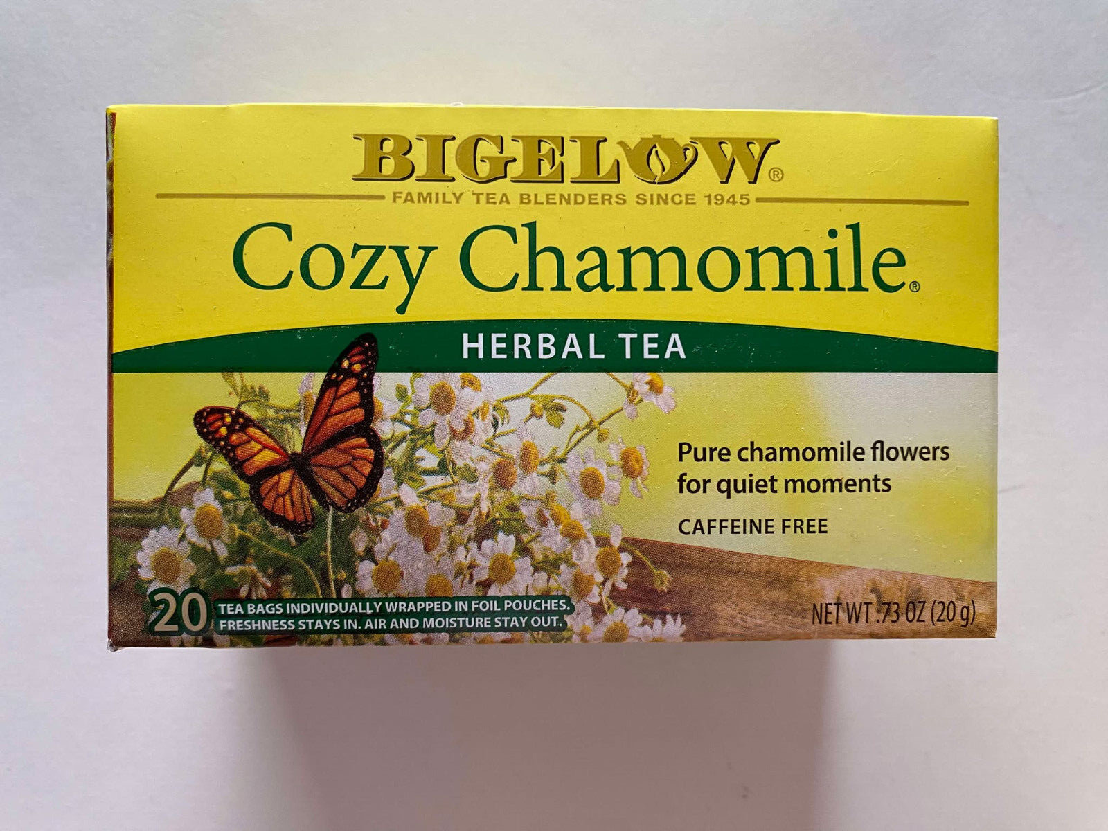 (Lot of 4 ) Bigelow Cozy Chamomile Herbal Tea ( 20 bags each box ) EXP:03/2027