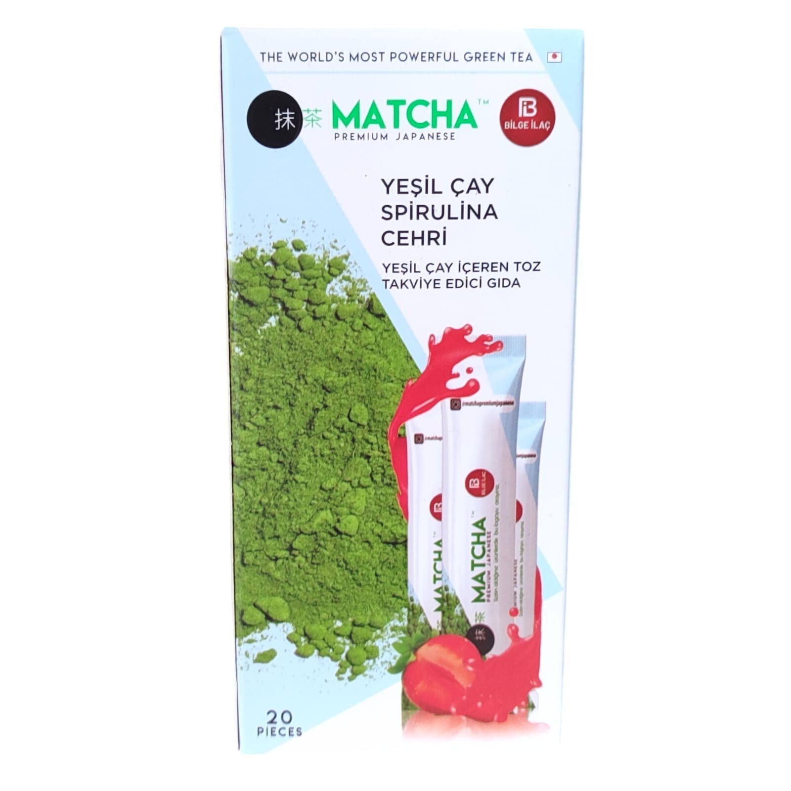 6 PACKS Matcha Detox Premium 6×20 Sachets Japanese Strawberry Green Tea Powder