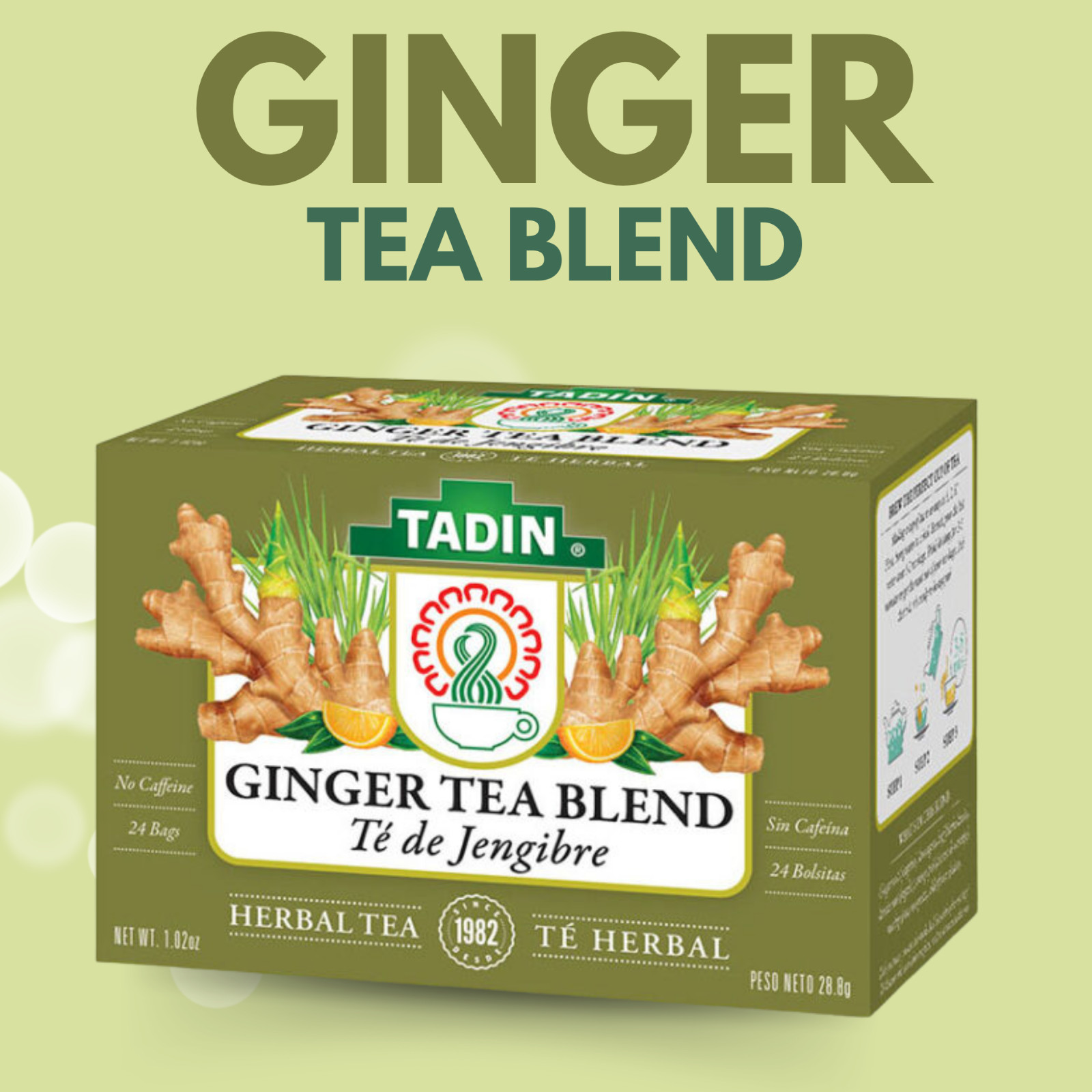 TADIN GINGER TEA BLEND WITH 24 BAGS – TE DE JENGIBRE CON 24 BOLSAS