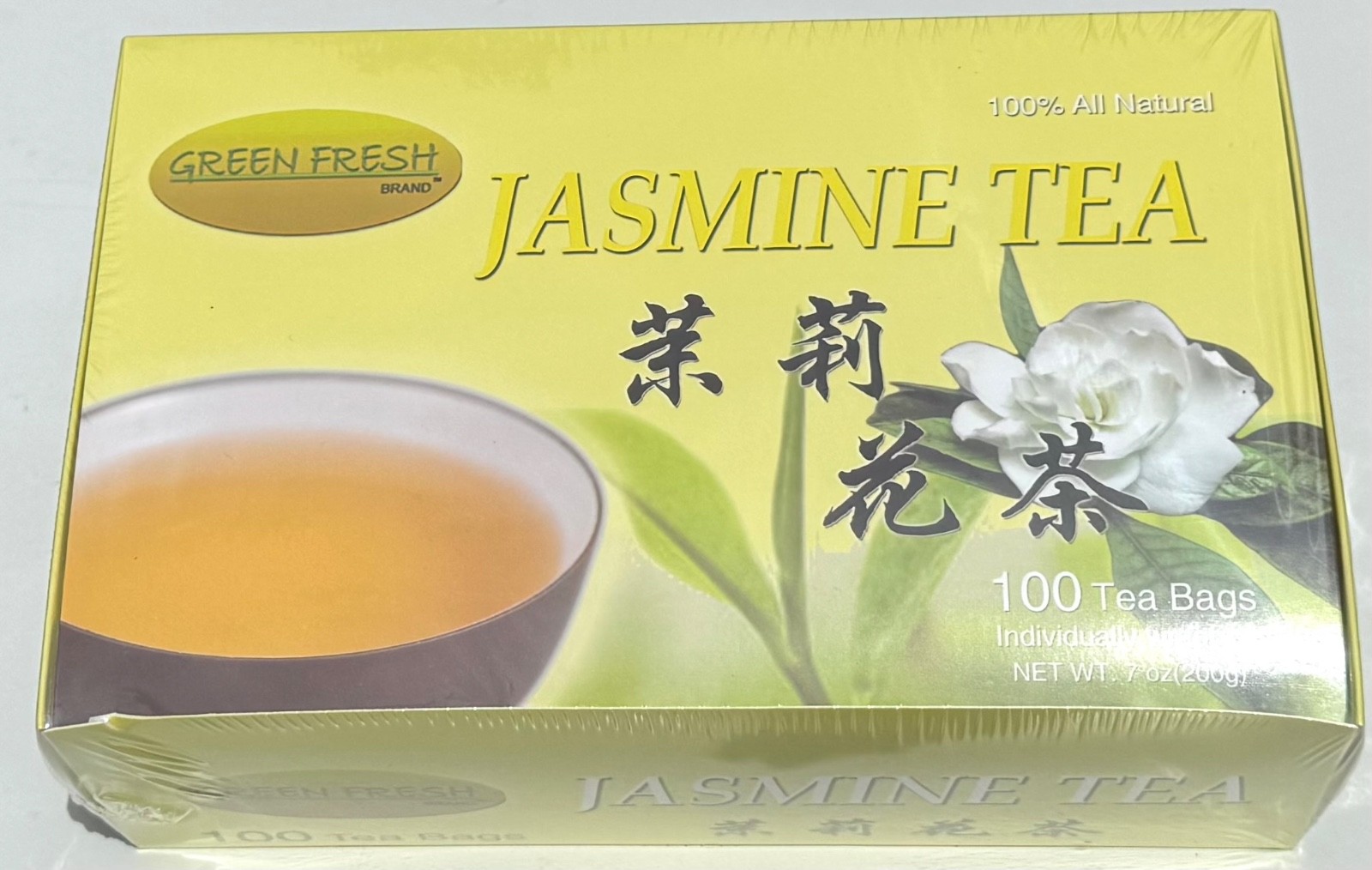 Green Fresh 100-Count Jasmine Tea Bags 100% Natural Handpicked from Fujiang 7oz