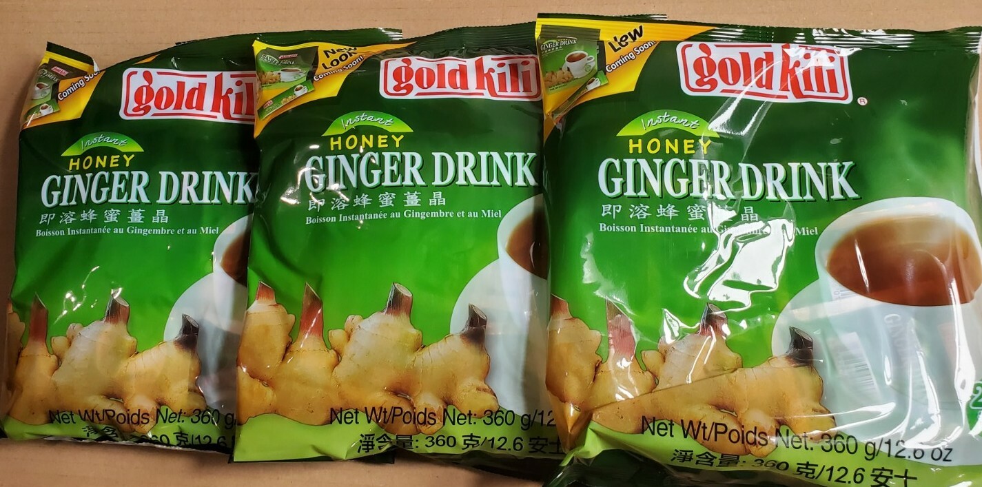 GOLD KILI INSTANT HONEY GINGER DRINK (3 BAGS TOTAL 60 Sachets) Ginger Tea