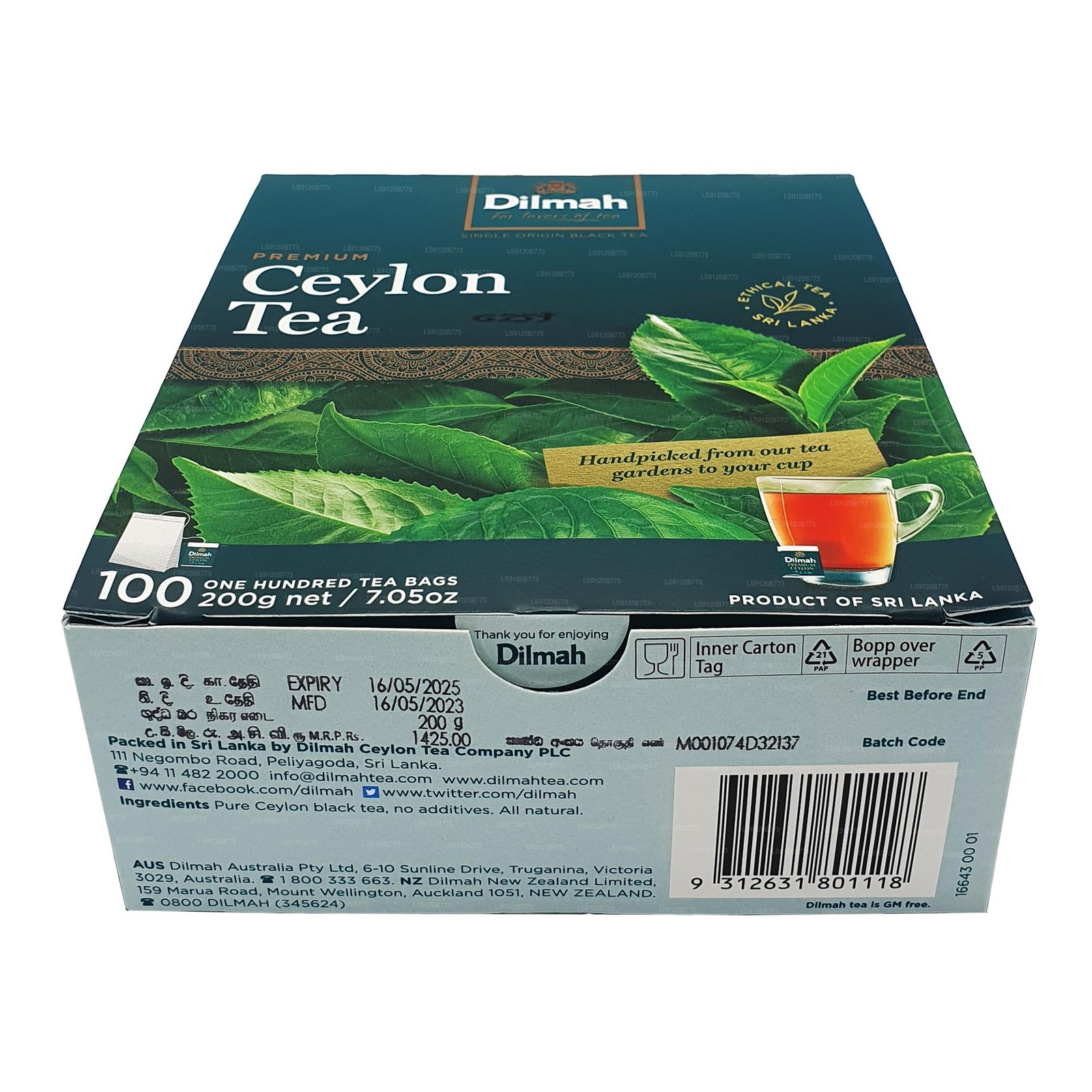 Dilmah Premium Ceylon Tea (200g) 100 Bags 100 Count (Pack of 1)