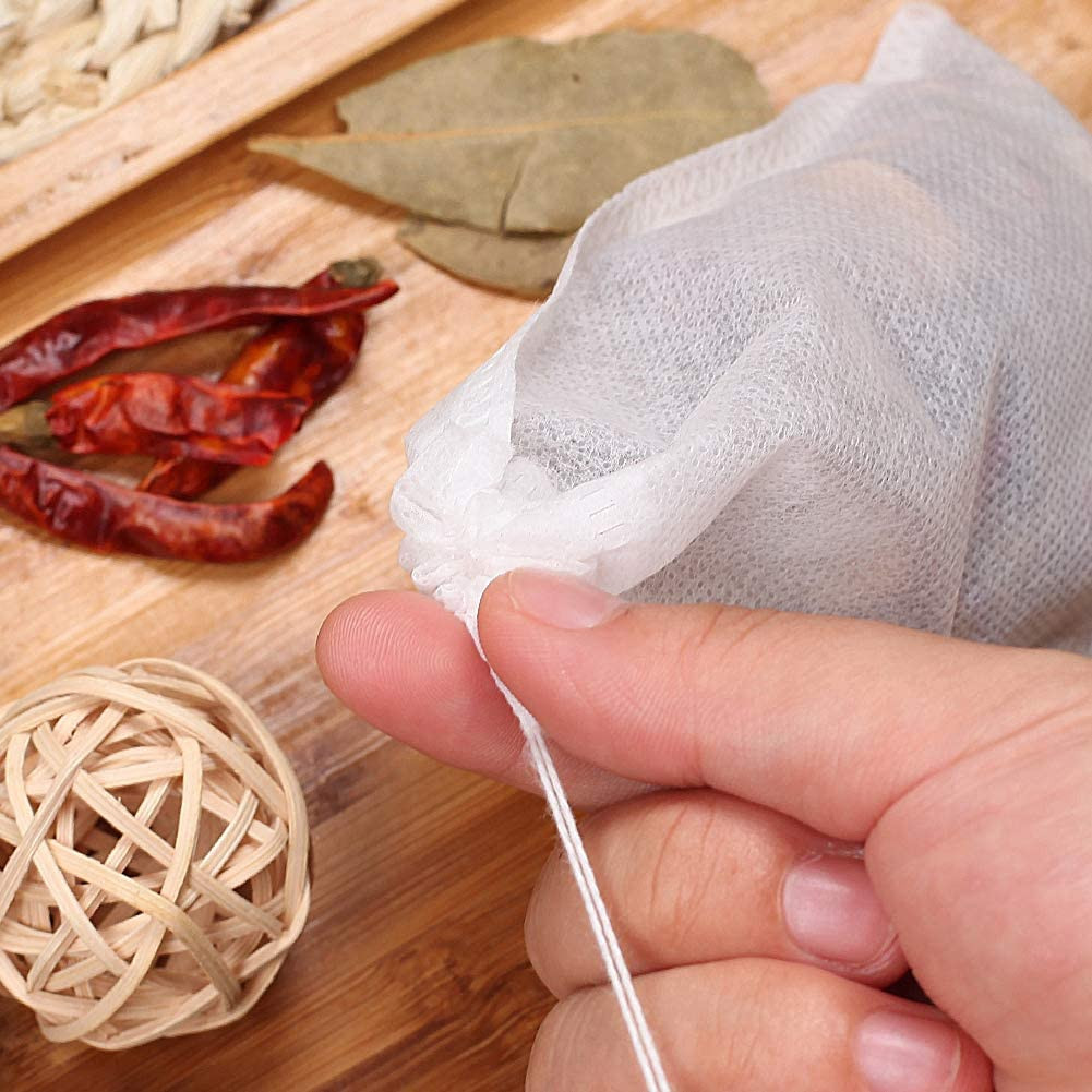 100Pcs Large Tea Bag – Disposable Empty Tea Filter Bags No Mess Mesh Bags with D