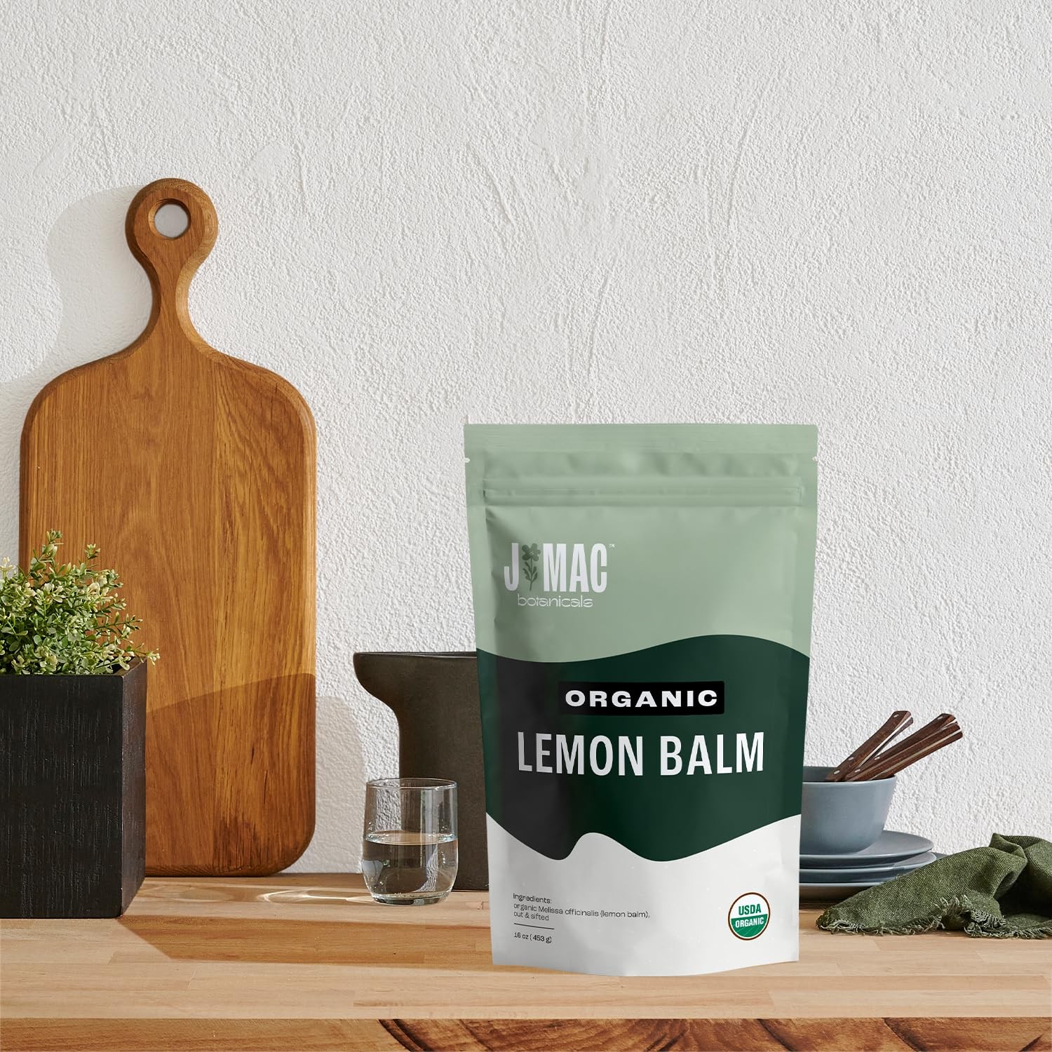 J Mac Botanicals Organic Lemon Balm 4 oz, Loose Leaf Tea, Dried Lemon Balm Te…