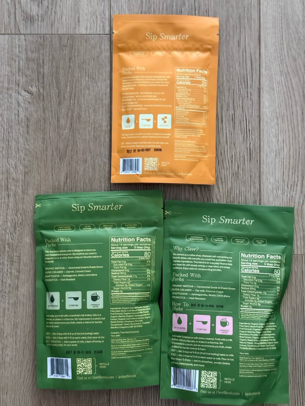 3x Clevr OatMilk Iced Strawberry Matcha SuperLatte 12oz Each Bag (3 Pack)