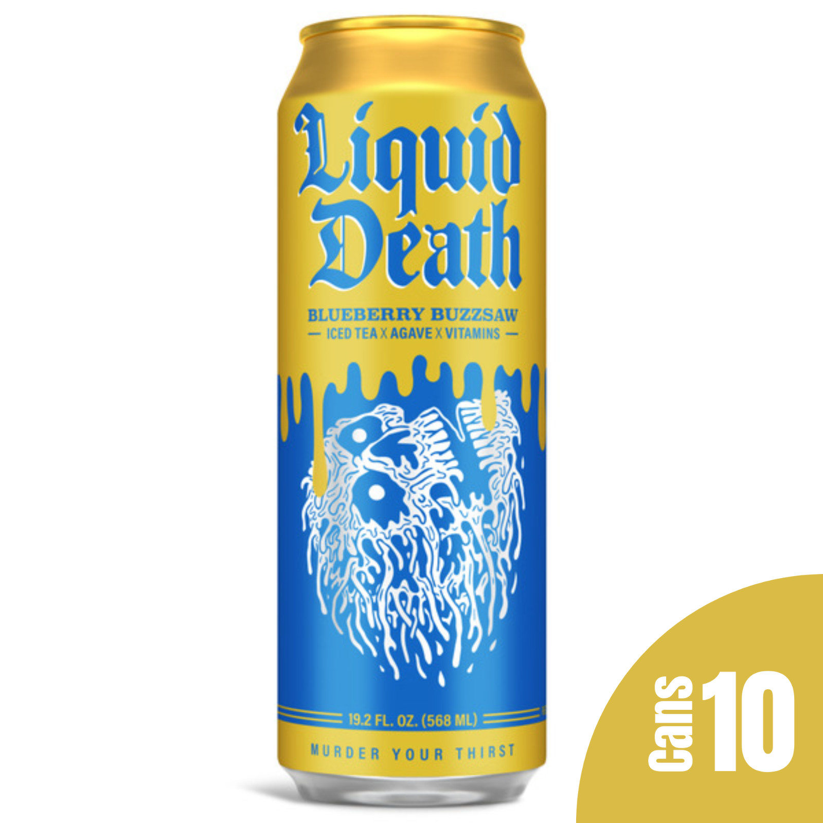 Liquid Death Blueberry Buzzsaw Iced Black Tea 19.2oz Tallboy Cans 10 Pack