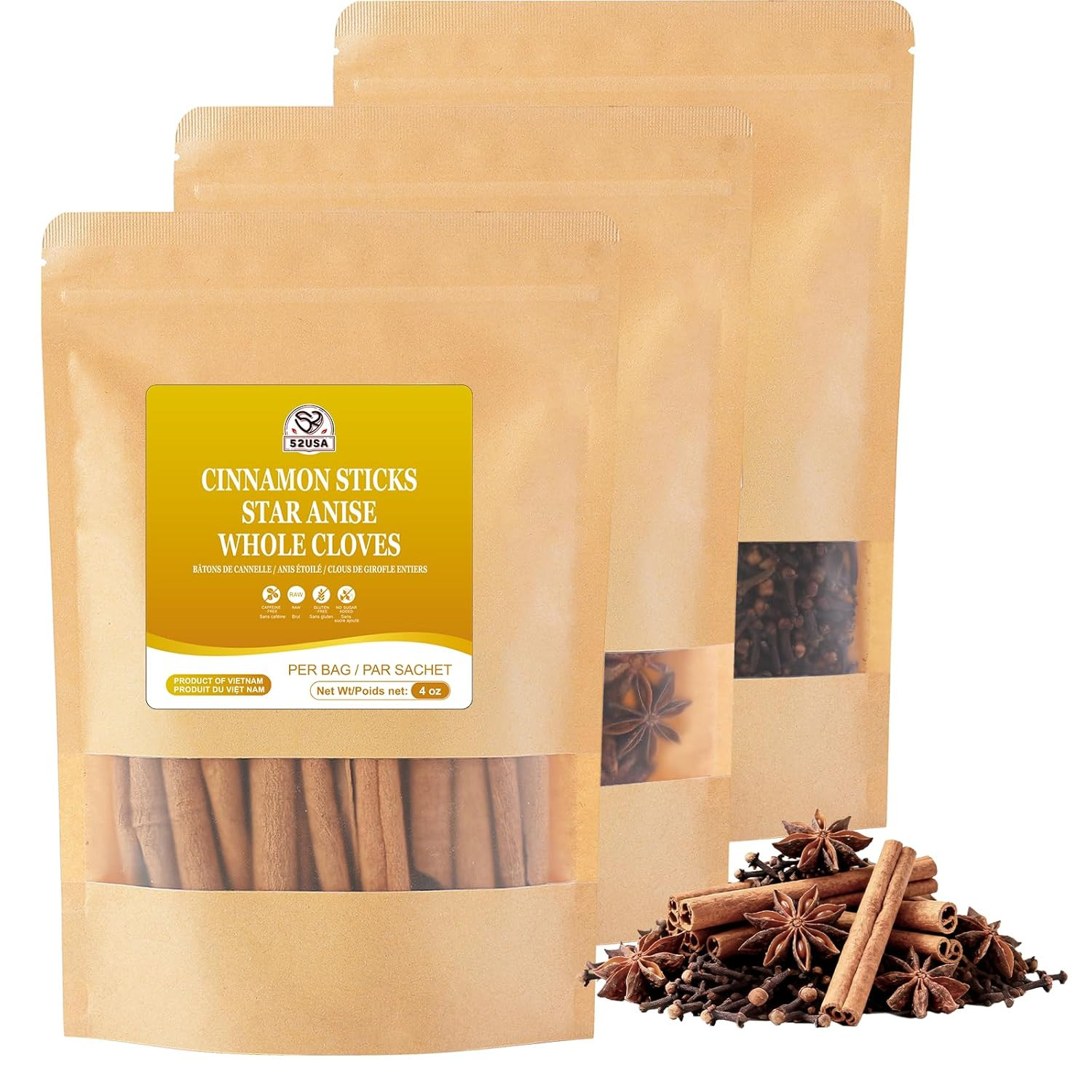 52USA Cloves Whole 3.5 Oz (Pack of 1), Great for Food, Tea, Baking and Meats, Al